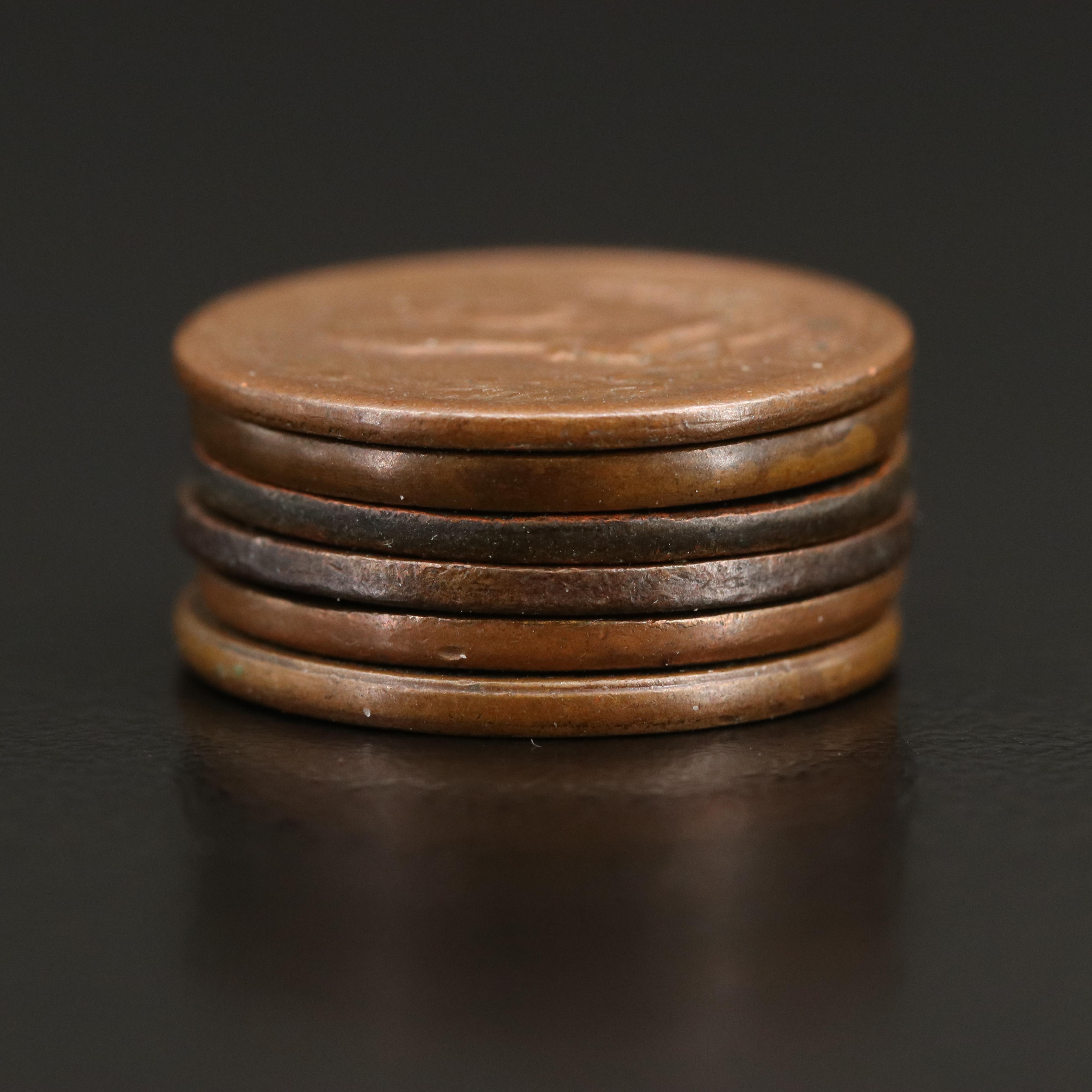 Six 1863 Civil War Tokens