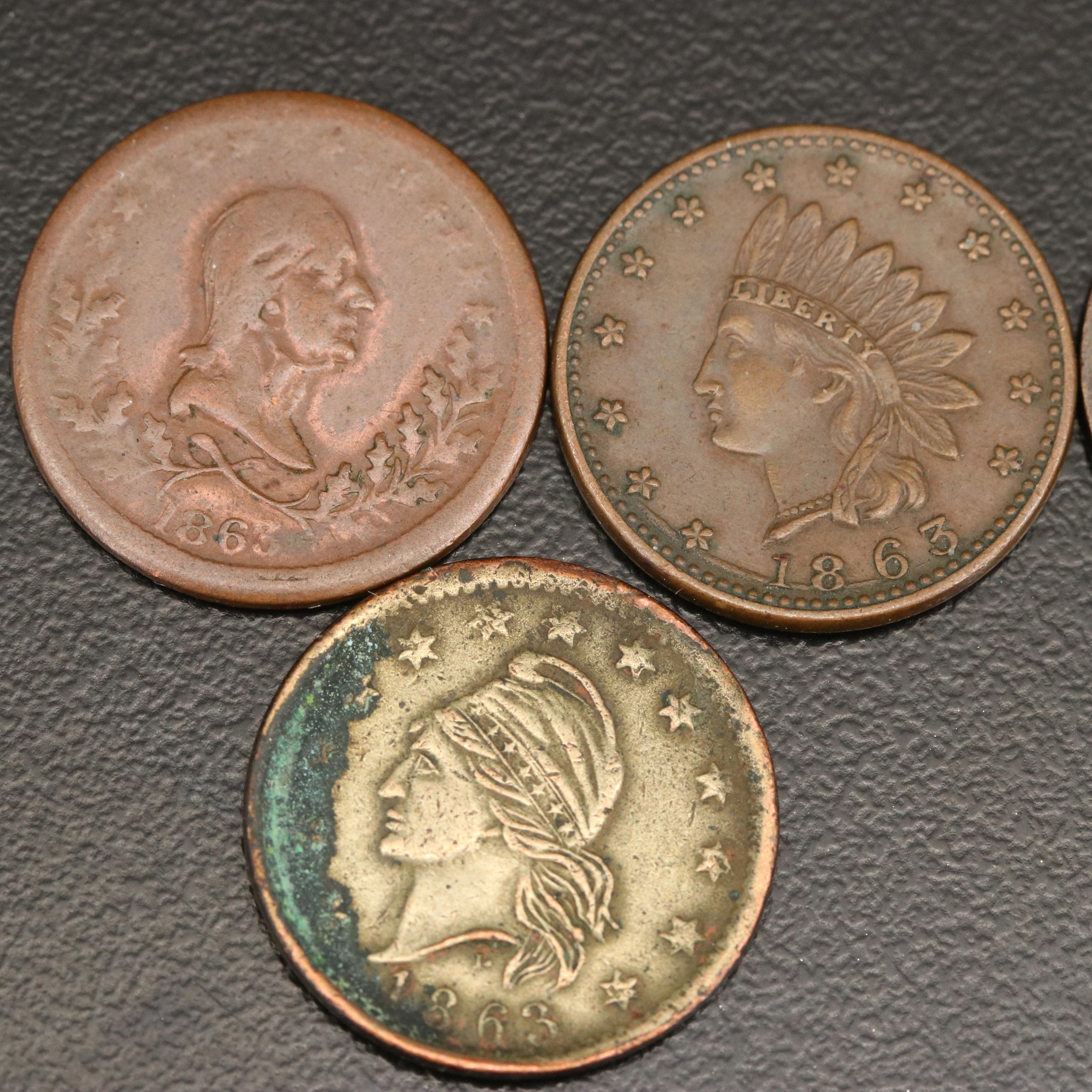 Six 1863 Civil War Tokens
