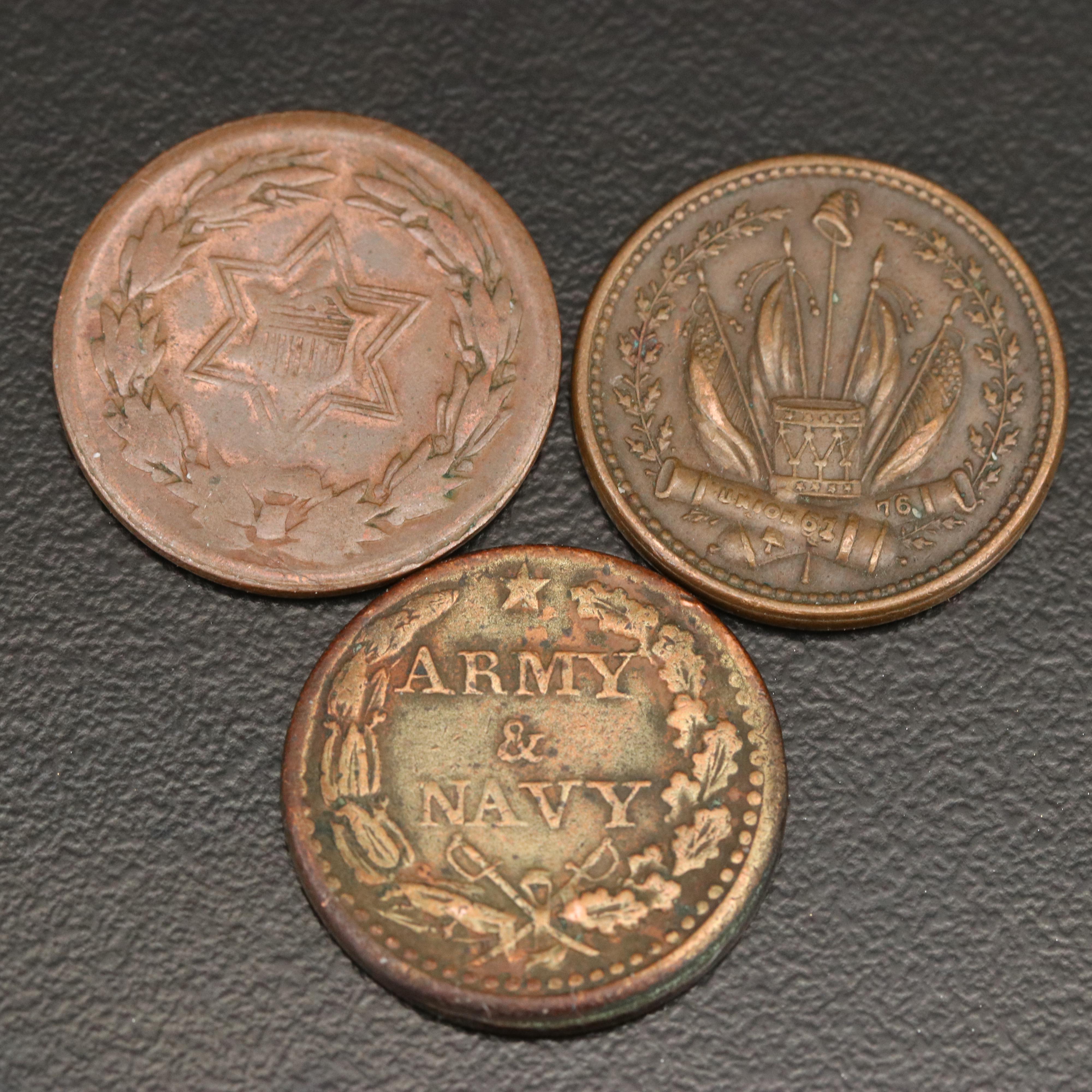 Six 1863 Civil War Tokens