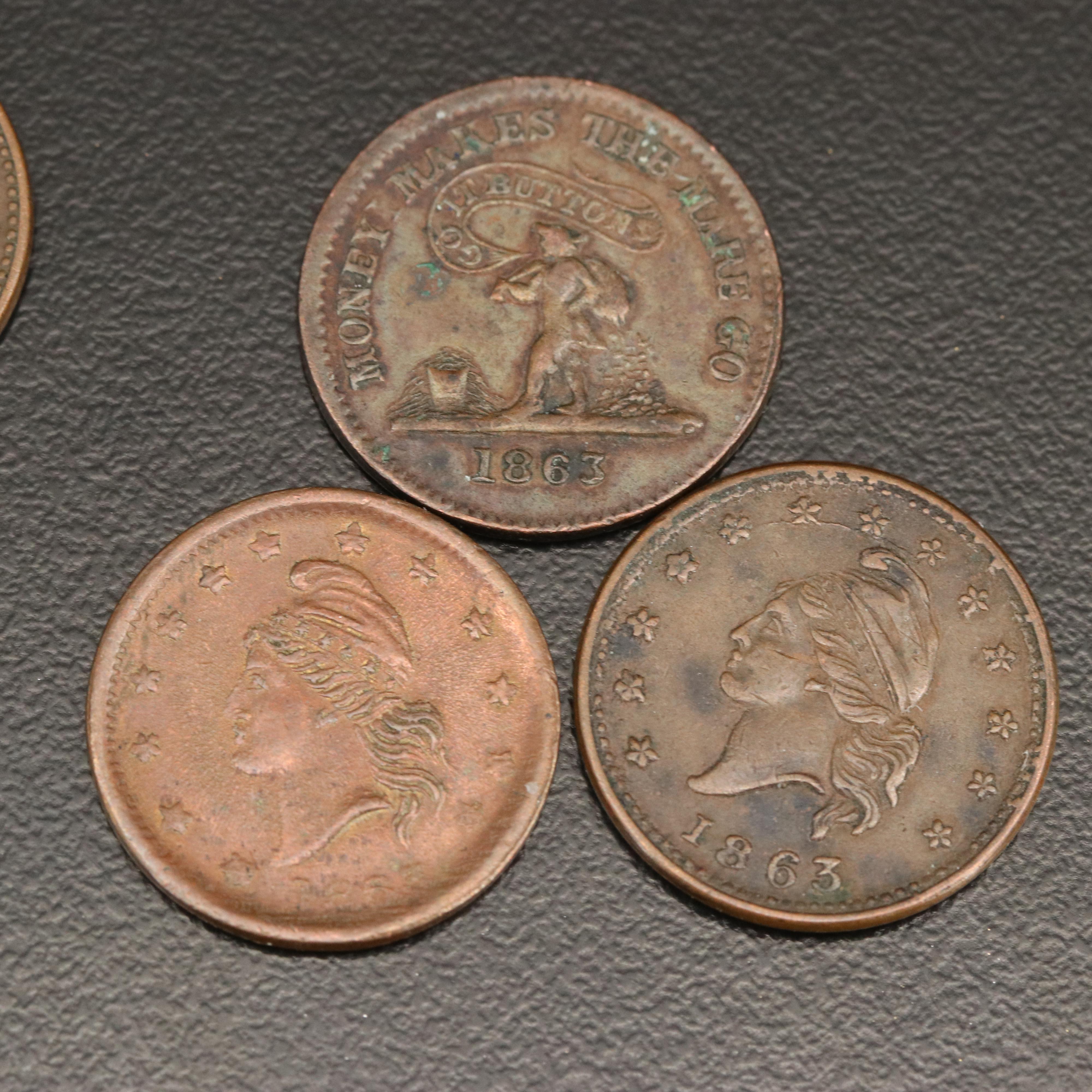 Six 1863 Civil War Tokens
