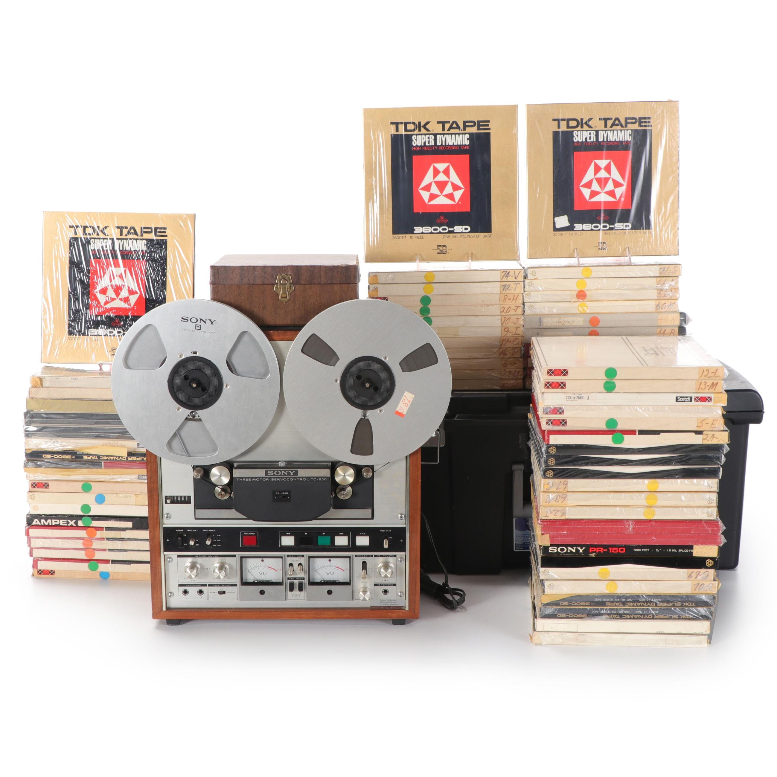 Sony Reel to Reel Tape Player/Recorder With Tape Reel Collection