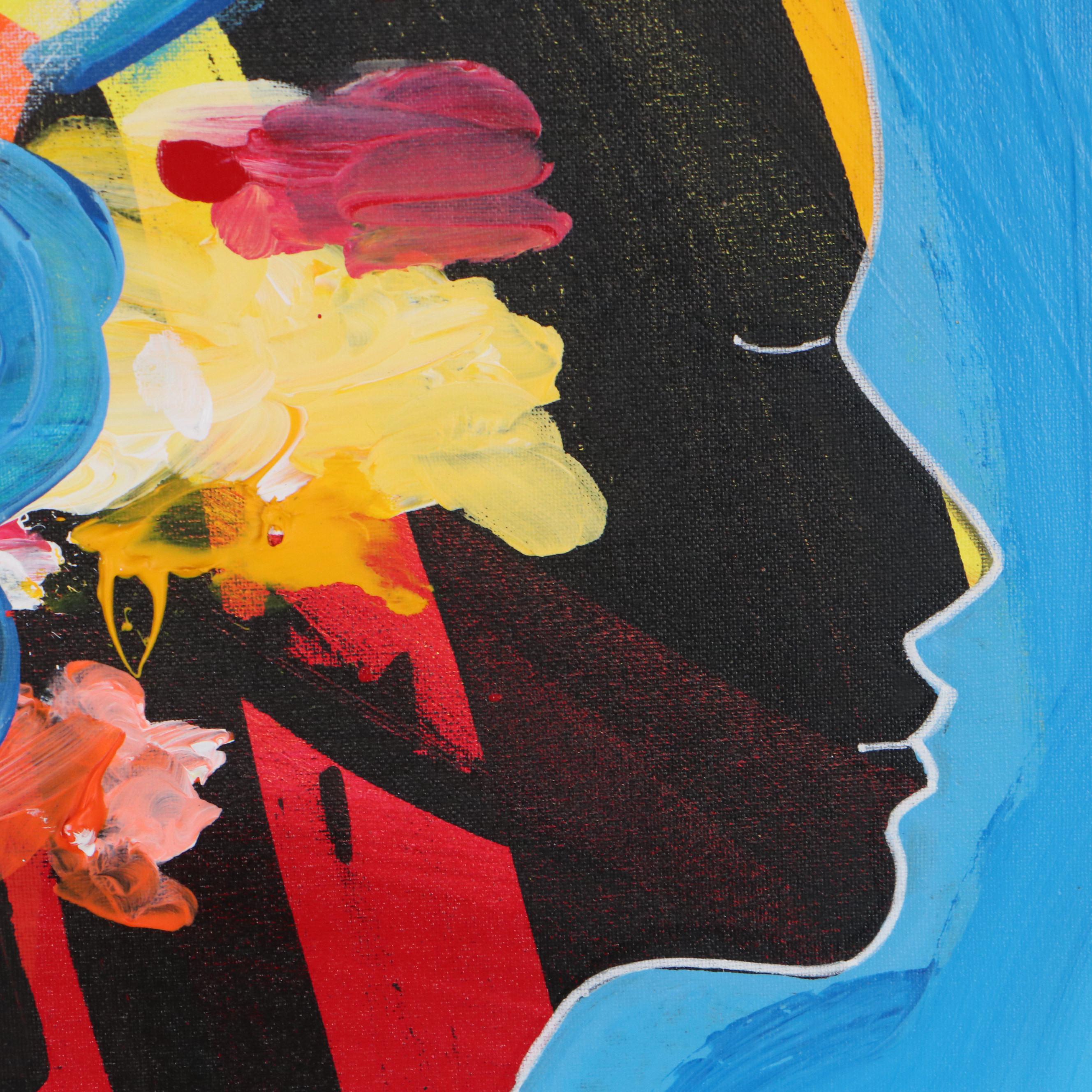 Abiola Idowu Stylized Portrait Acrylic Painting, 2022