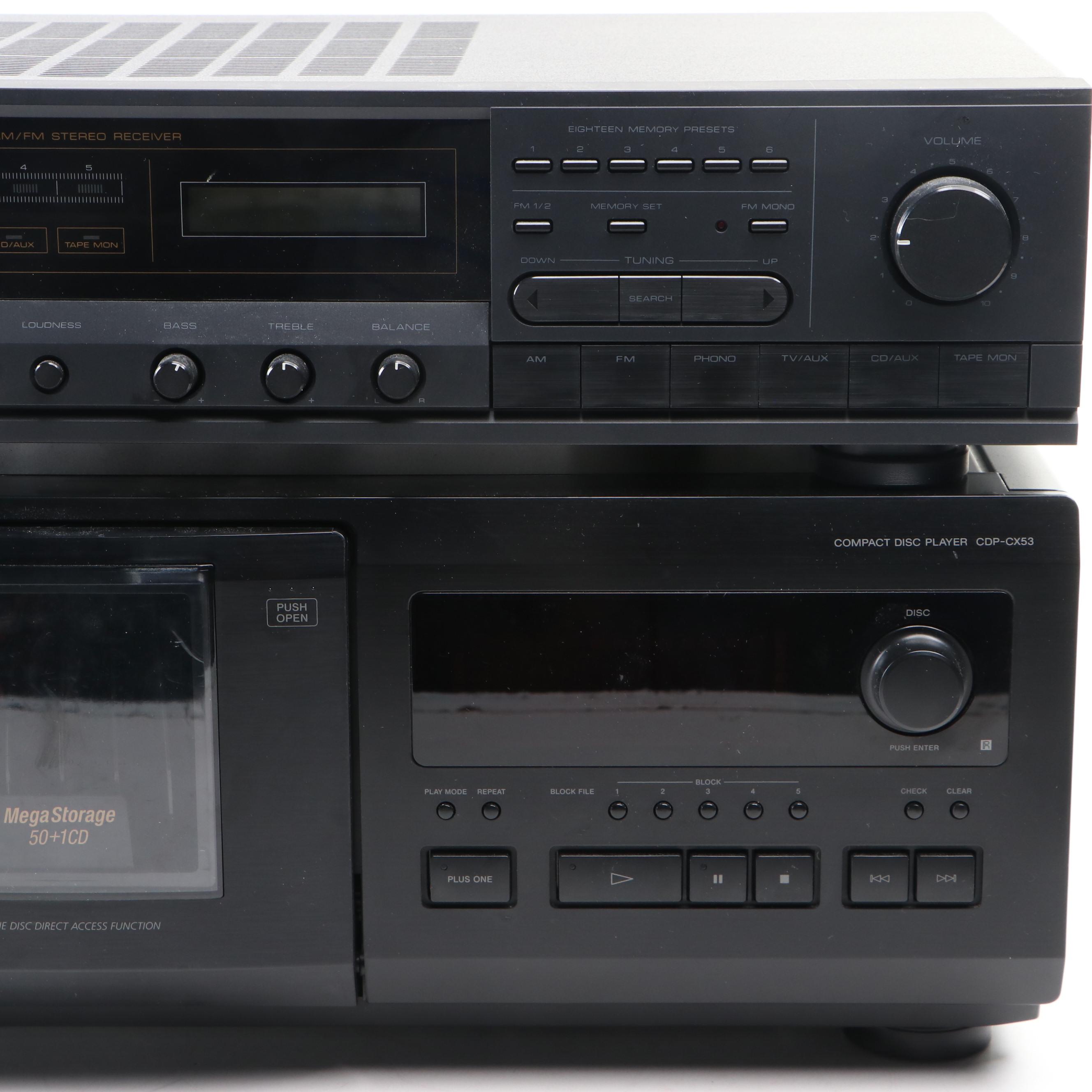 Sony 50+1 Compact Disc Player and Optimus Stereo Receiver