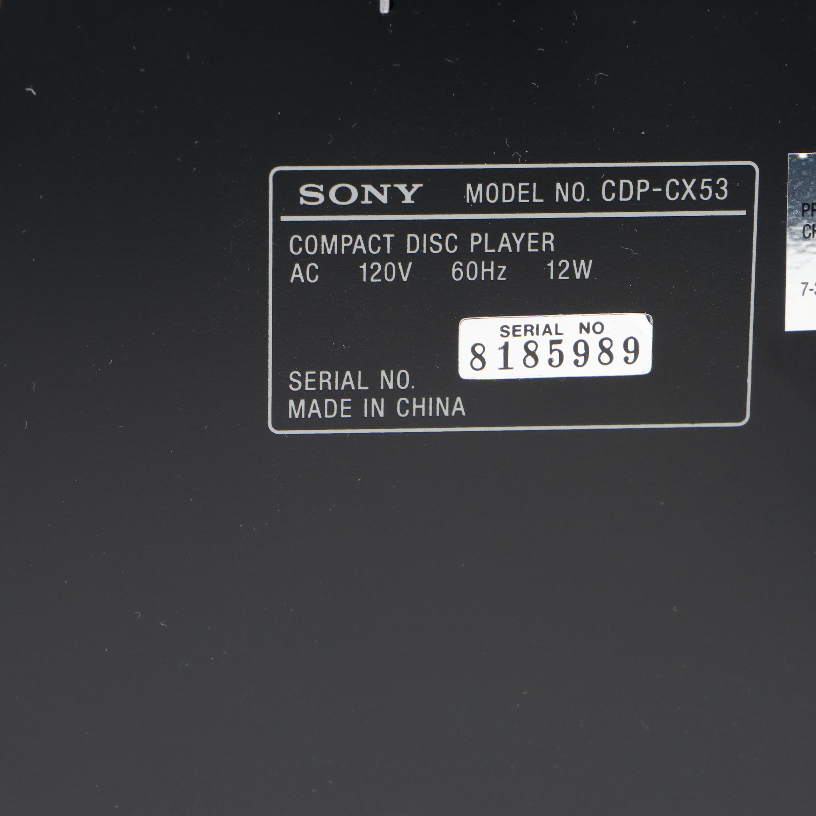 Sony 50+1 Compact Disc Player and Optimus Stereo Receiver