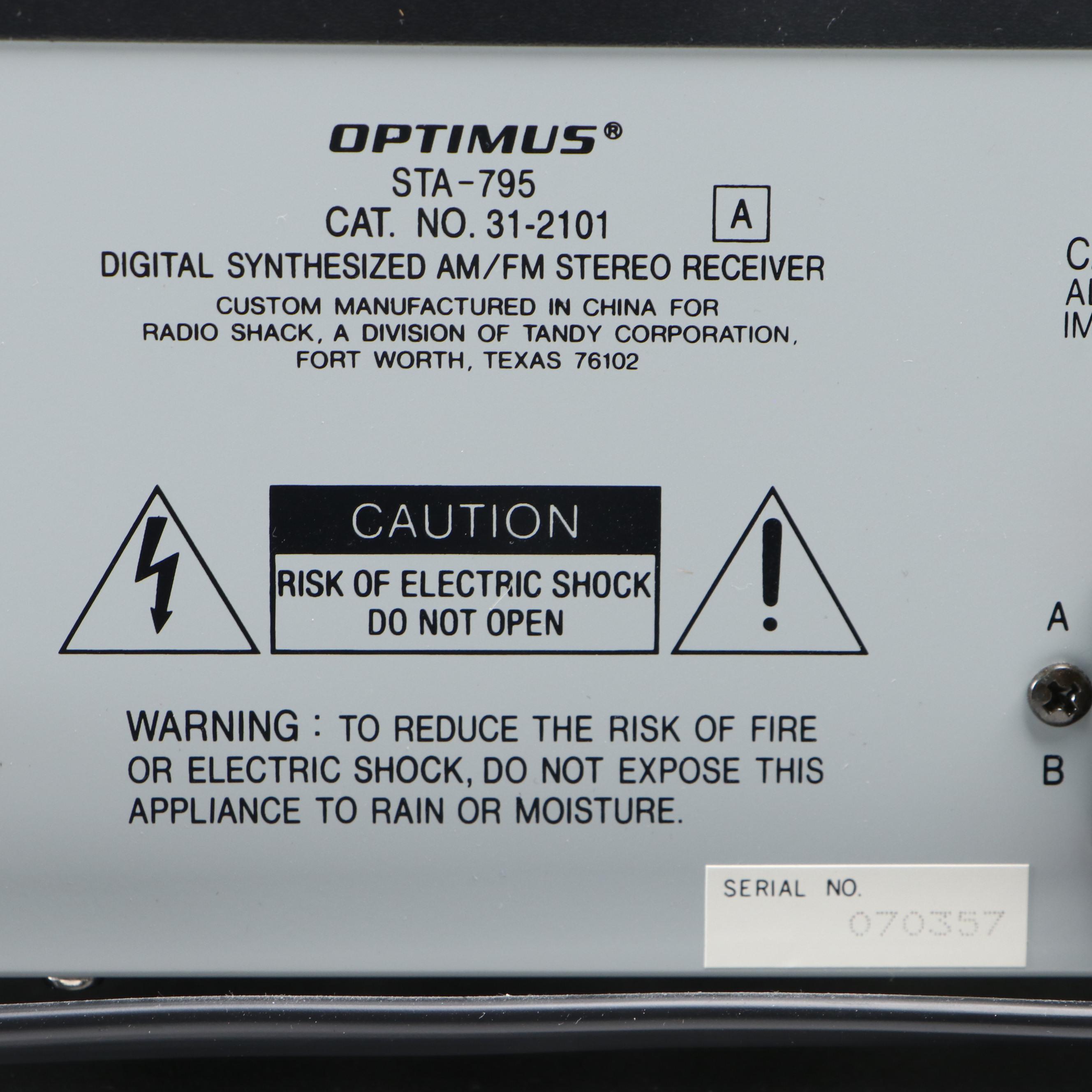Sony 50+1 Compact Disc Player and Optimus Stereo Receiver
