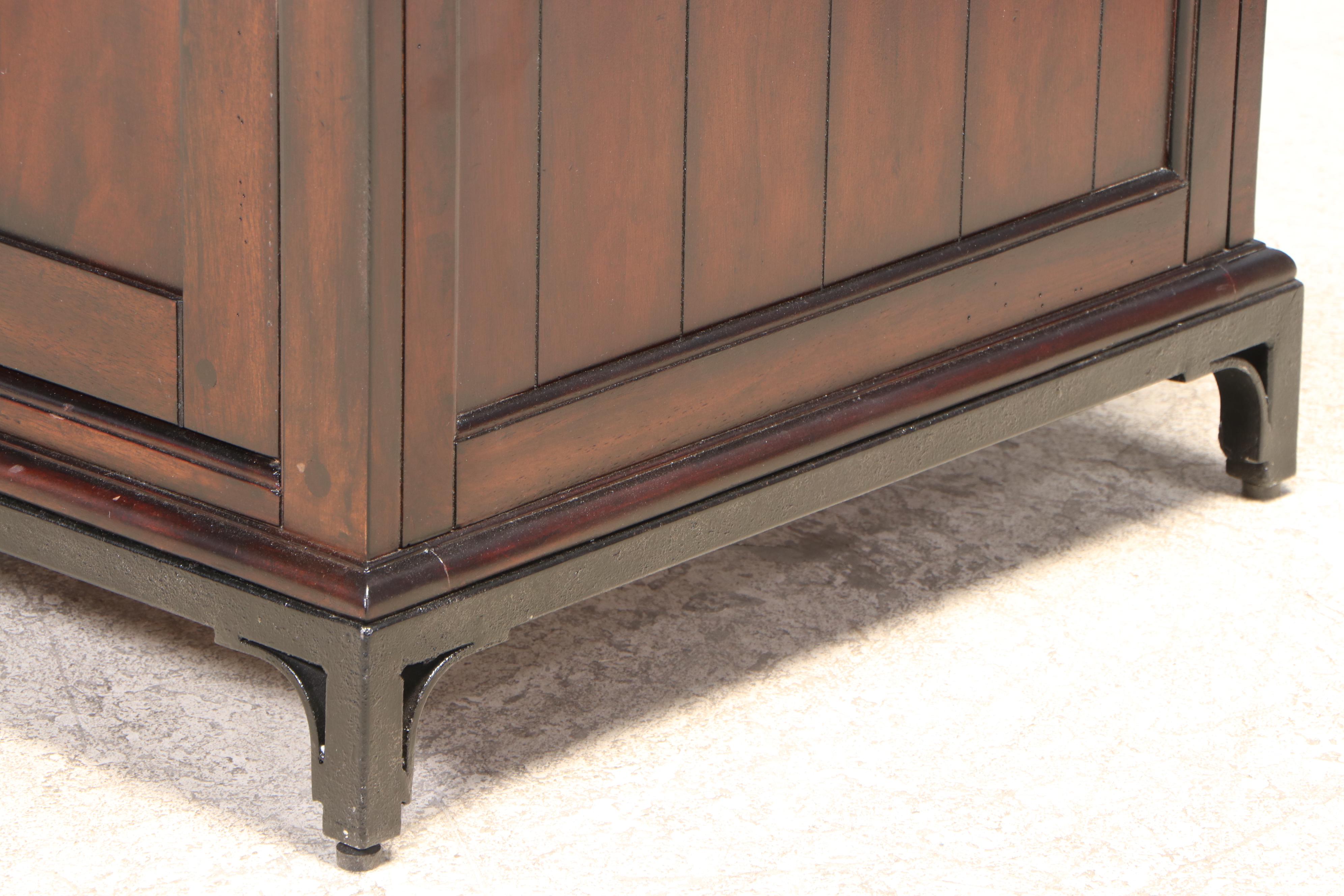 Mahogany and Painted Metal Side Cabinet