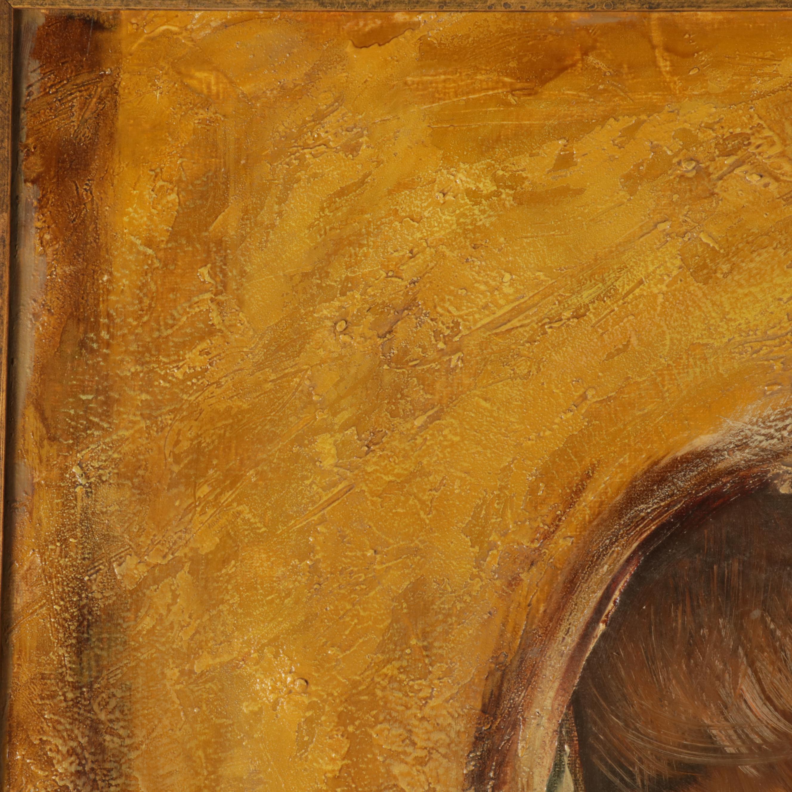 Portrait Oil Painting of Crying Child, Mid-Late 20th Century