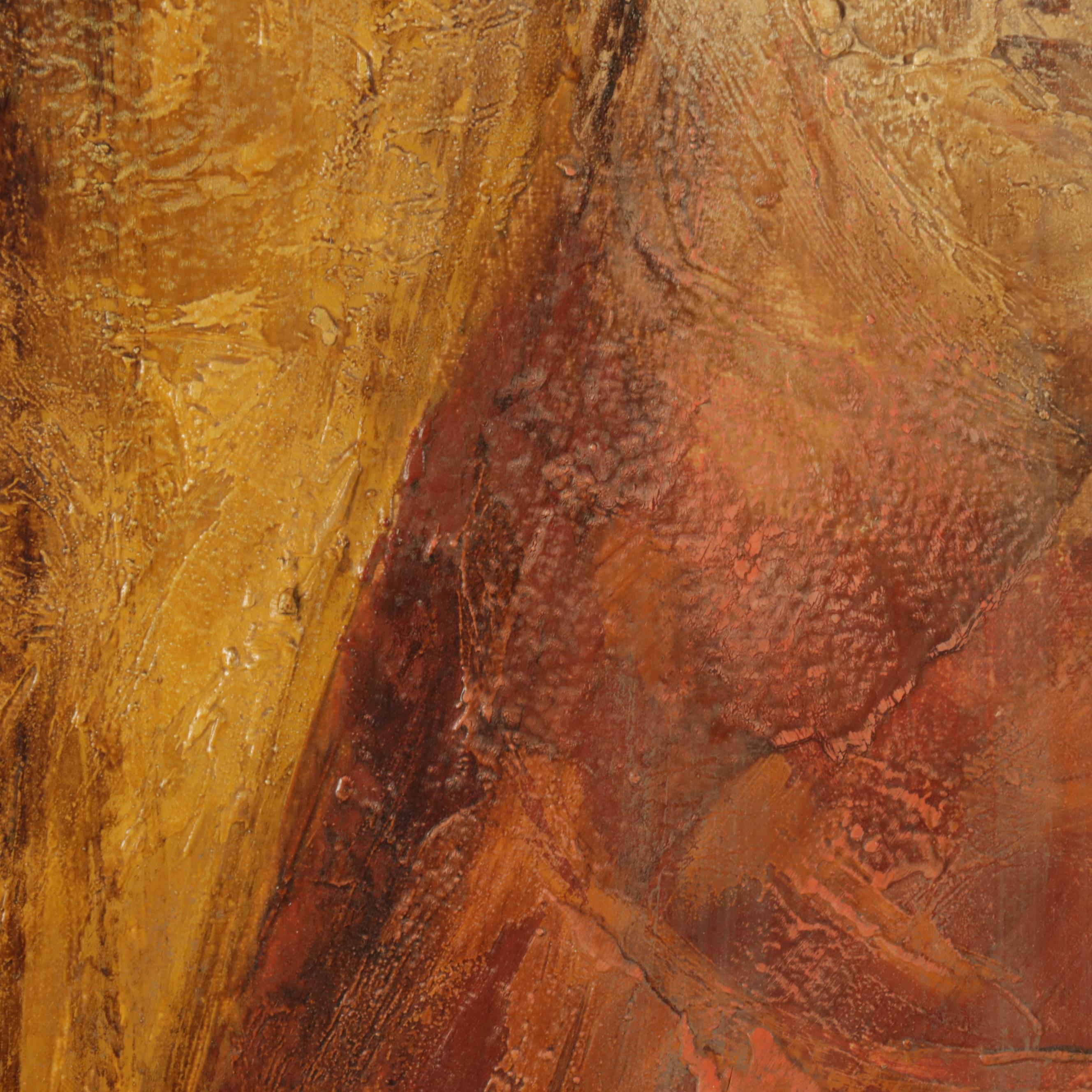 Portrait Oil Painting of Crying Child, Mid-Late 20th Century