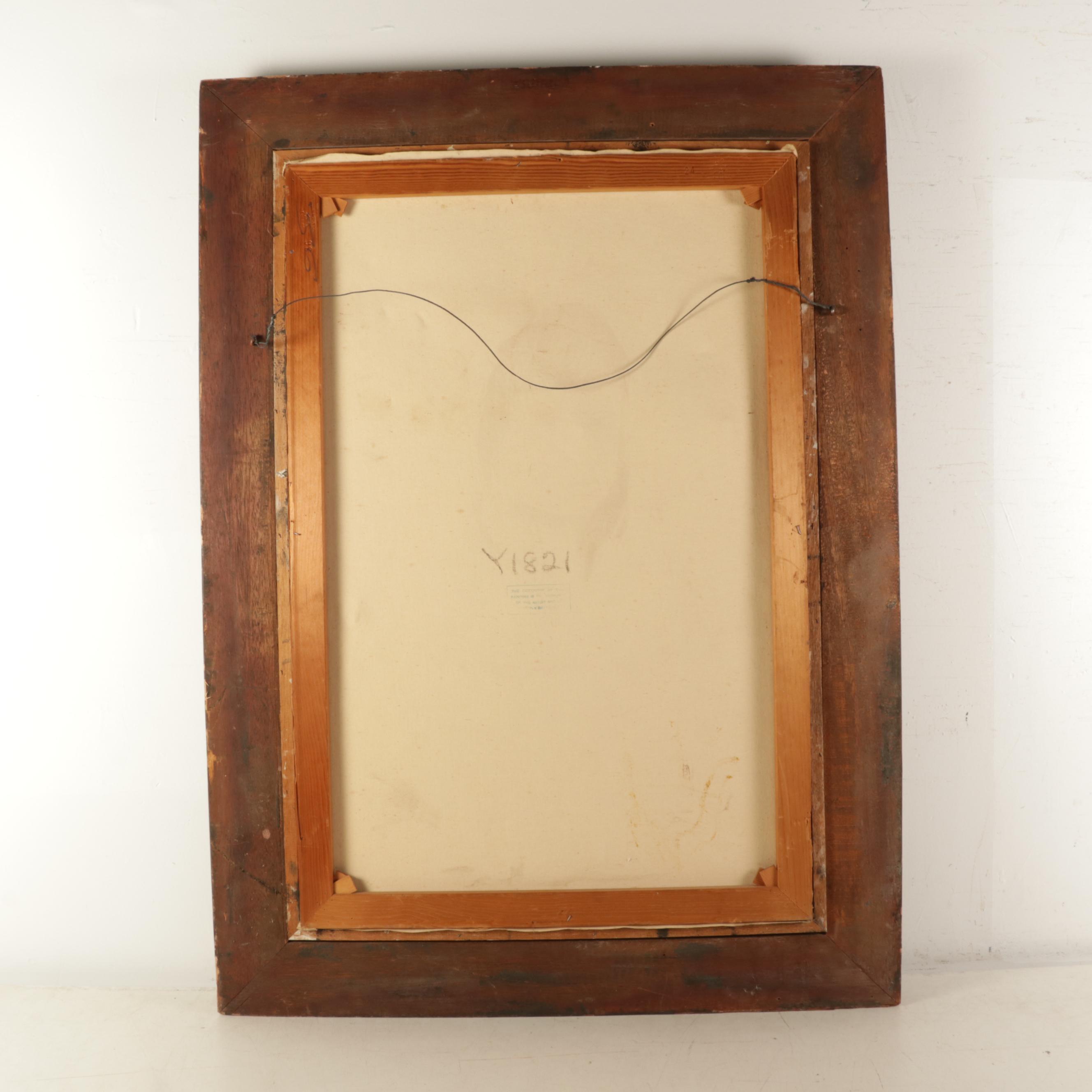 Portrait Oil Painting of Crying Child, Mid-Late 20th Century