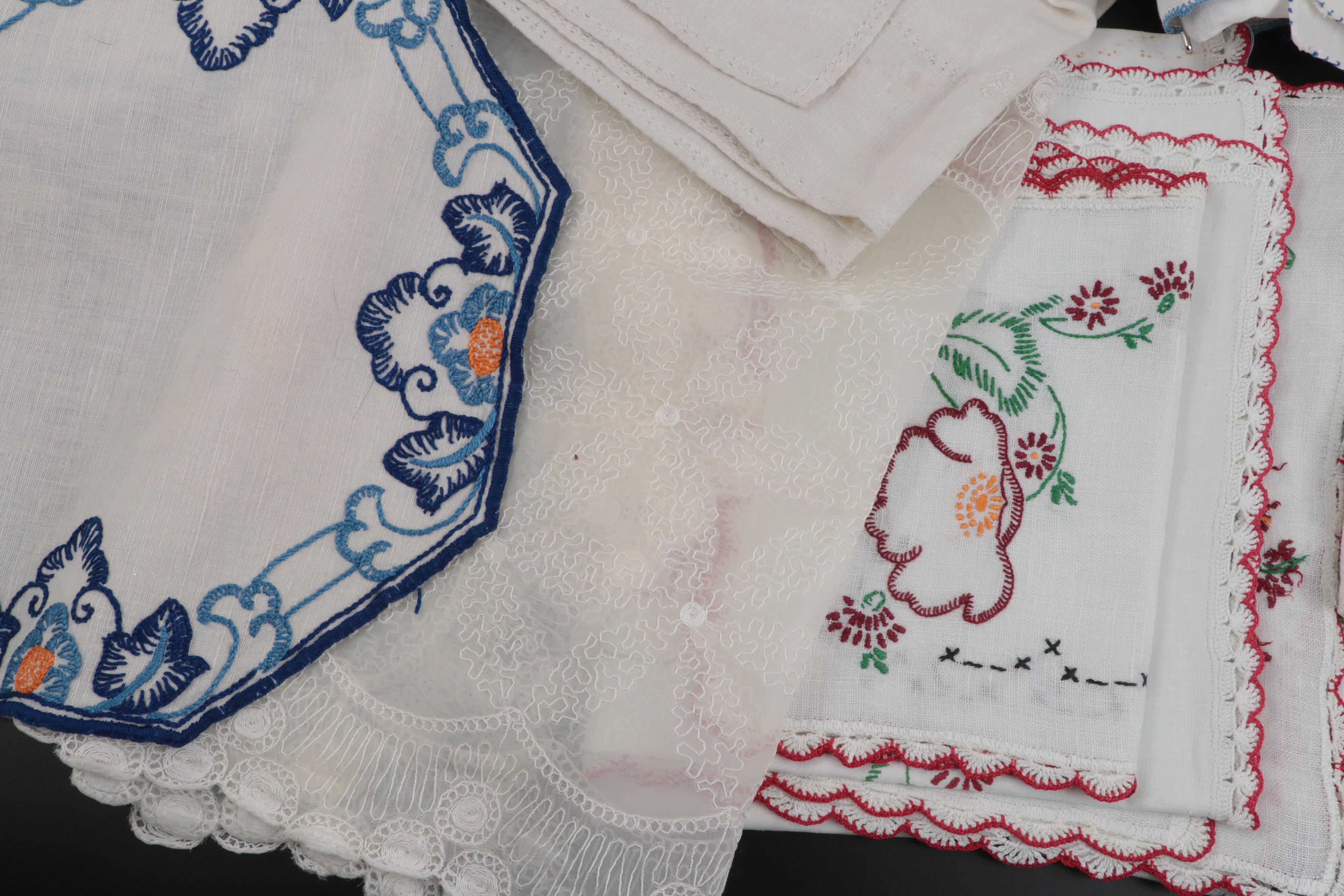 Cross-Stitch, Embroidery and Hemstitch Table Linens