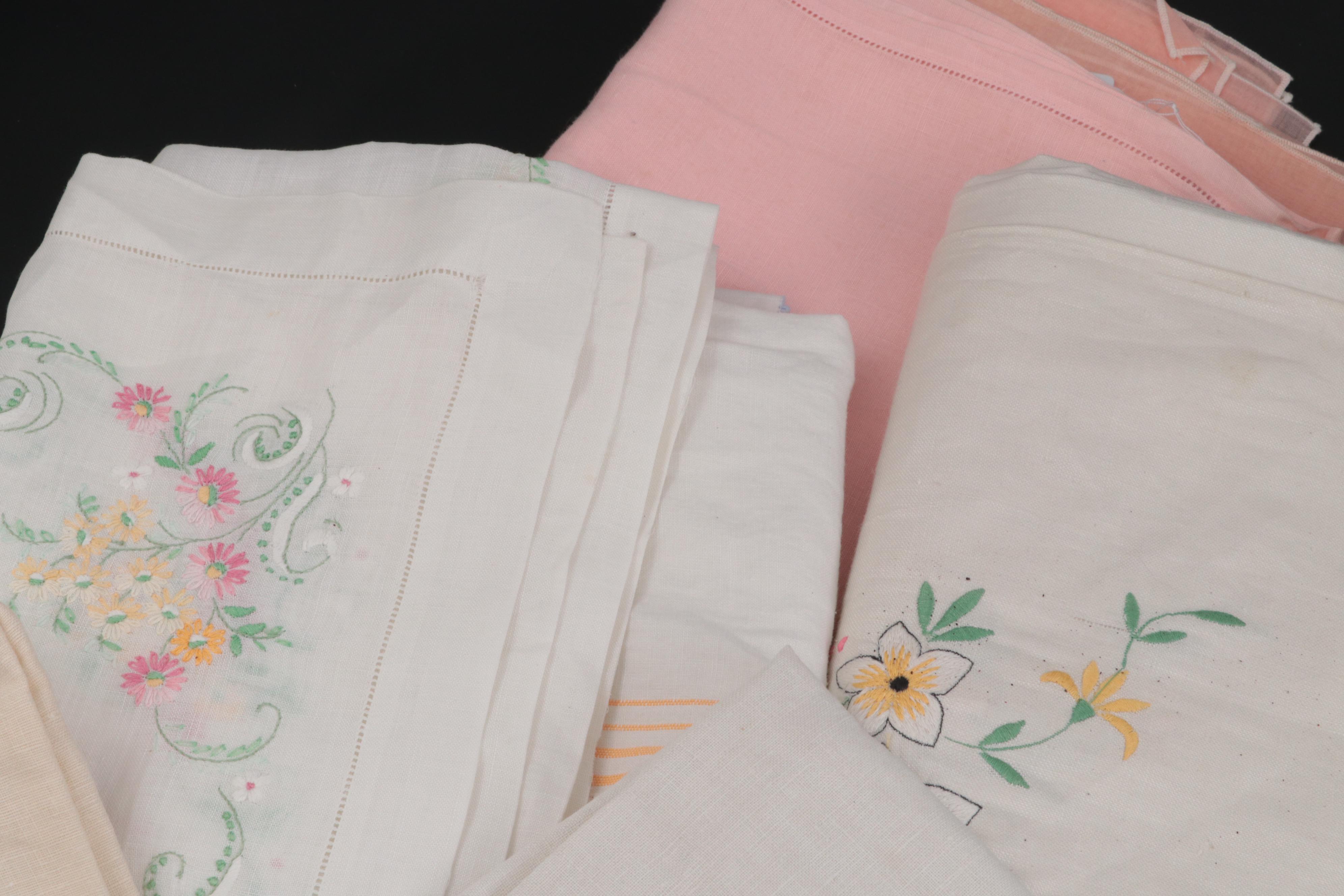 Cross-Stitch, Embroidery and Hemstitch Table Linens