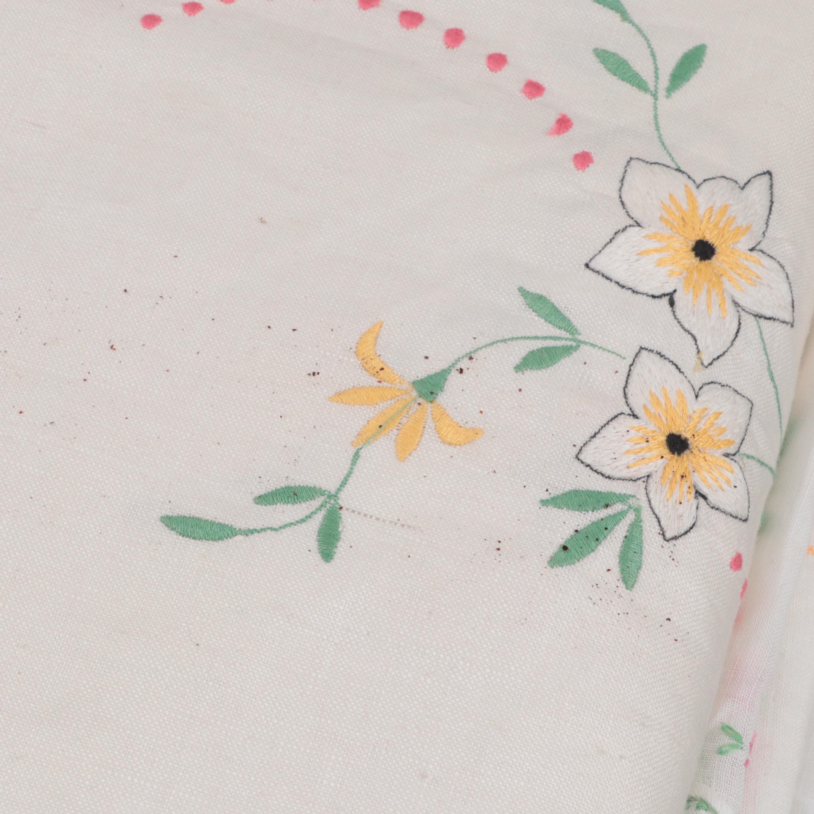 Cross-Stitch, Embroidery and Hemstitch Table Linens