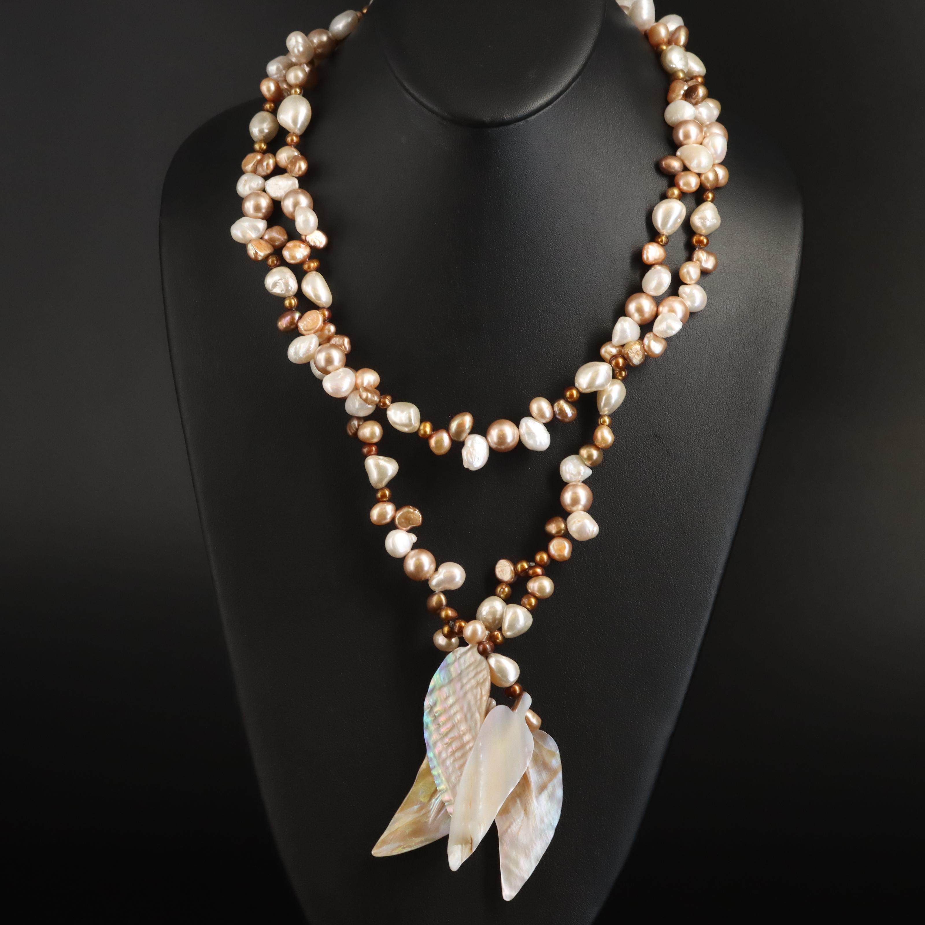 Pearl and Mother-of-Pearl Lariat Necklace