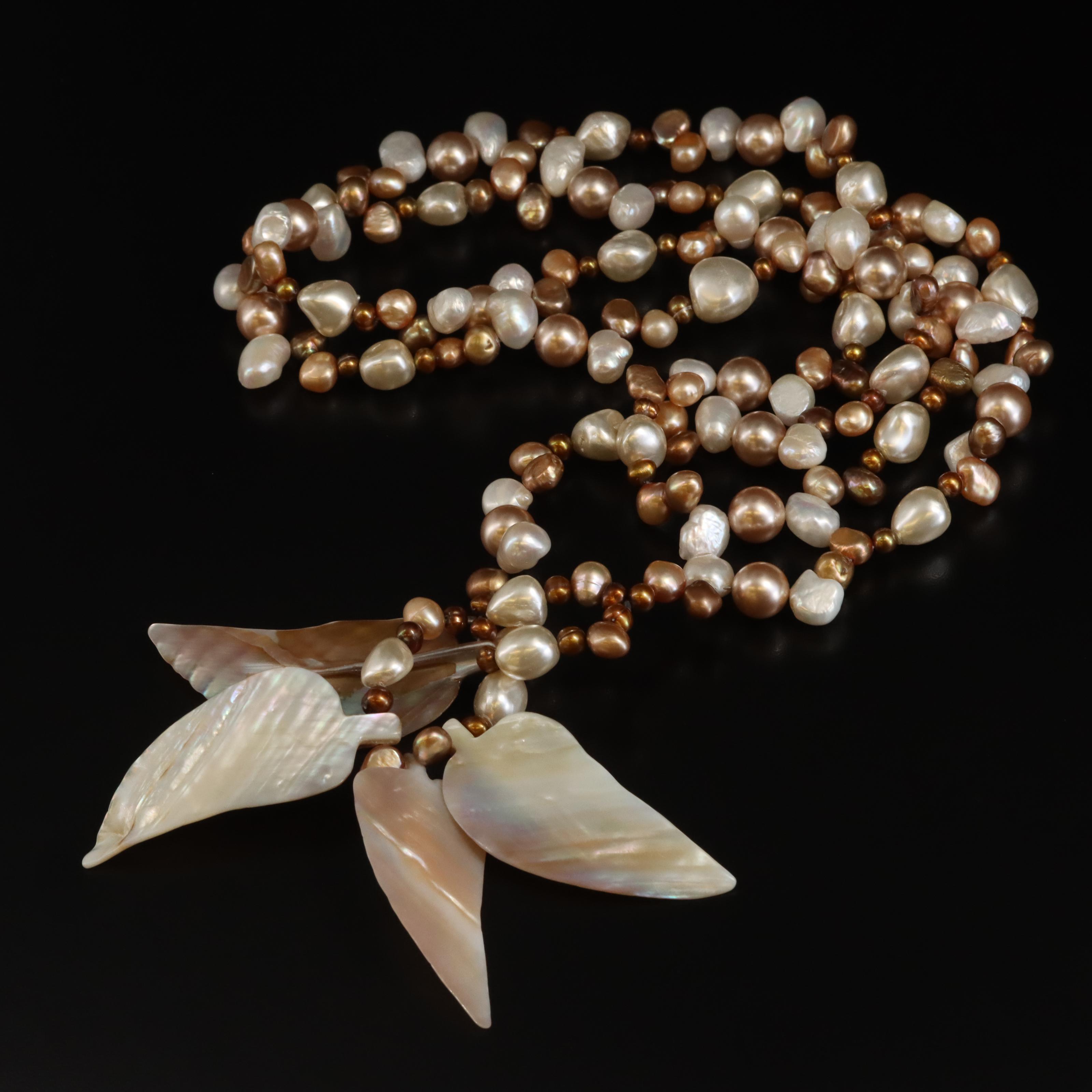 Pearl and Mother-of-Pearl Lariat Necklace