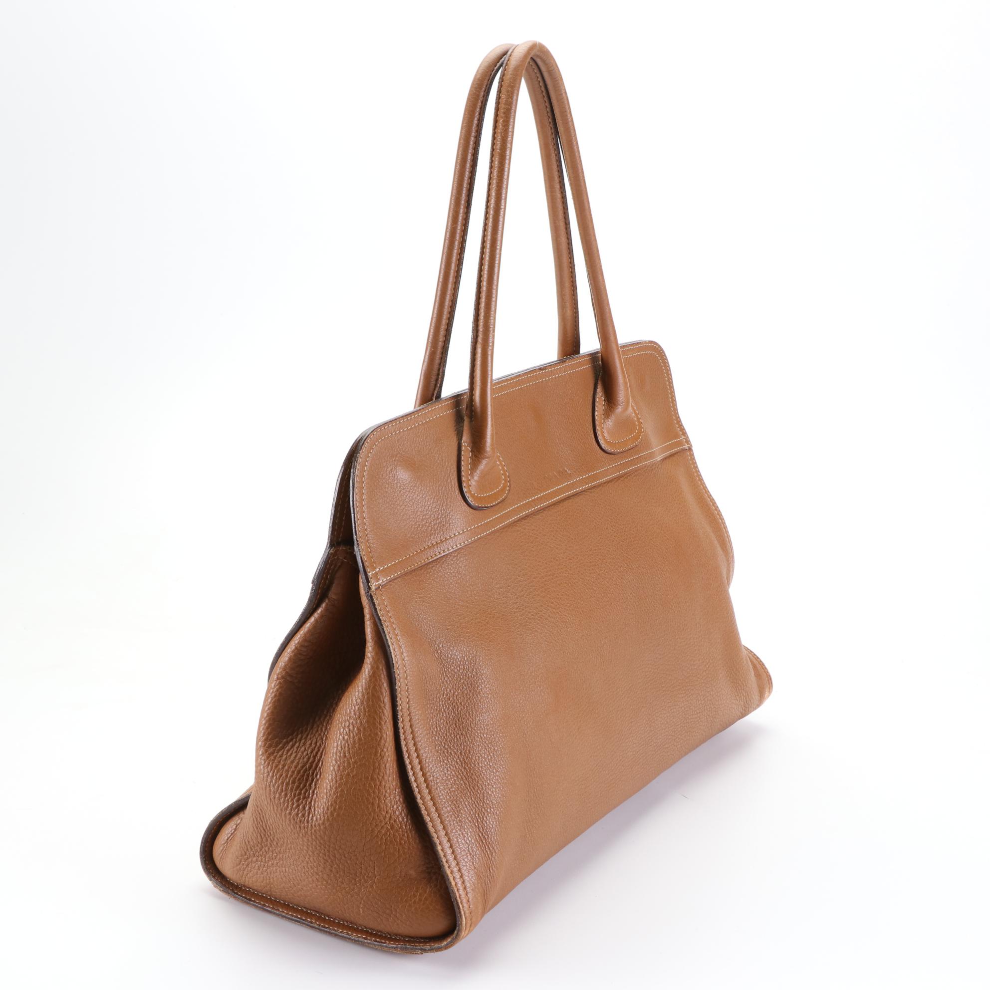 Prada Tote Bag in Tan Pebble Grain Leather