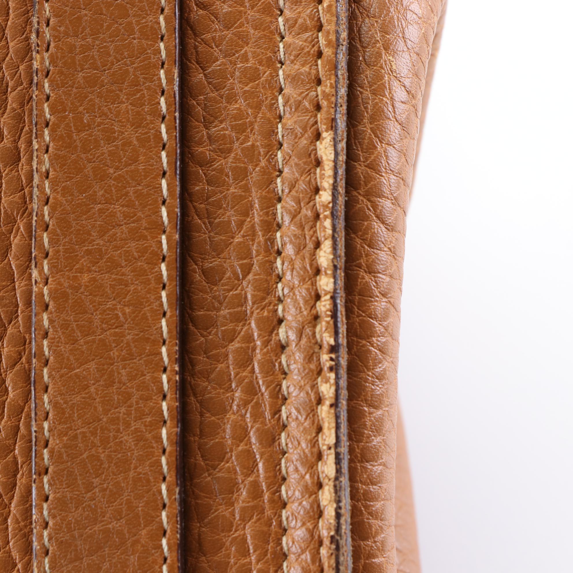 Prada Tote Bag in Tan Pebble Grain Leather