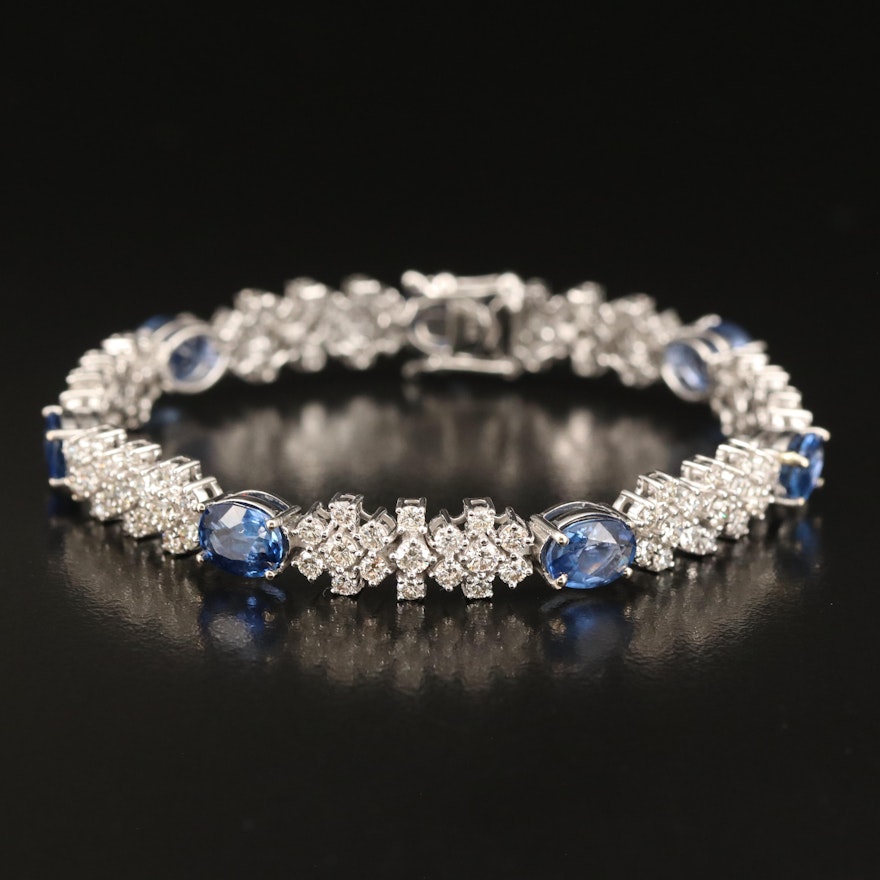 14K 11.31 CTW Sapphire and 5.11 CTW Diamond Bracelet