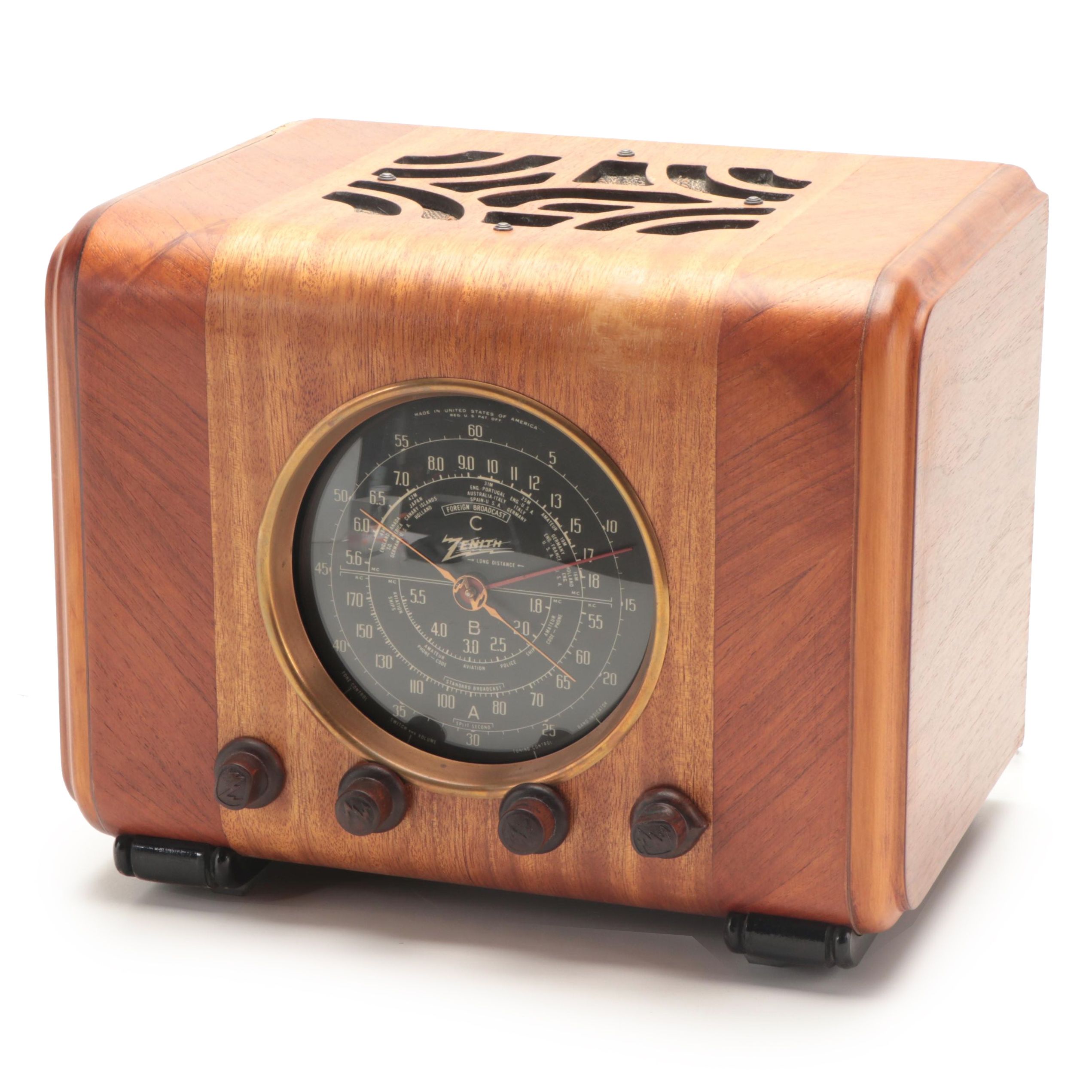 Art Deco Waterfall Style Zenith Cube Adjusting Tube Table Radio, 1930s