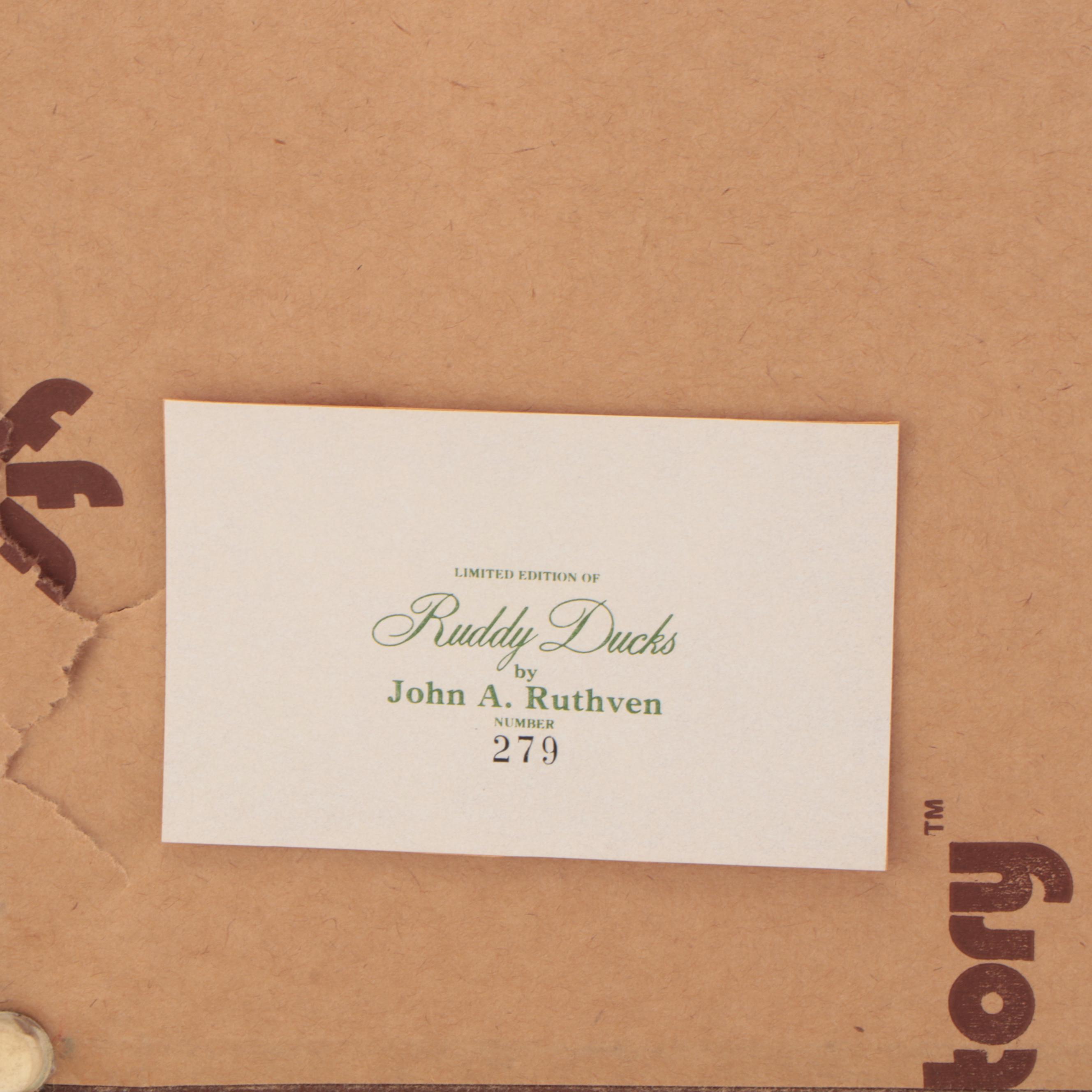 John Ruthven Offset Lithograph "Ruddy Duck Family," Late 20th Century