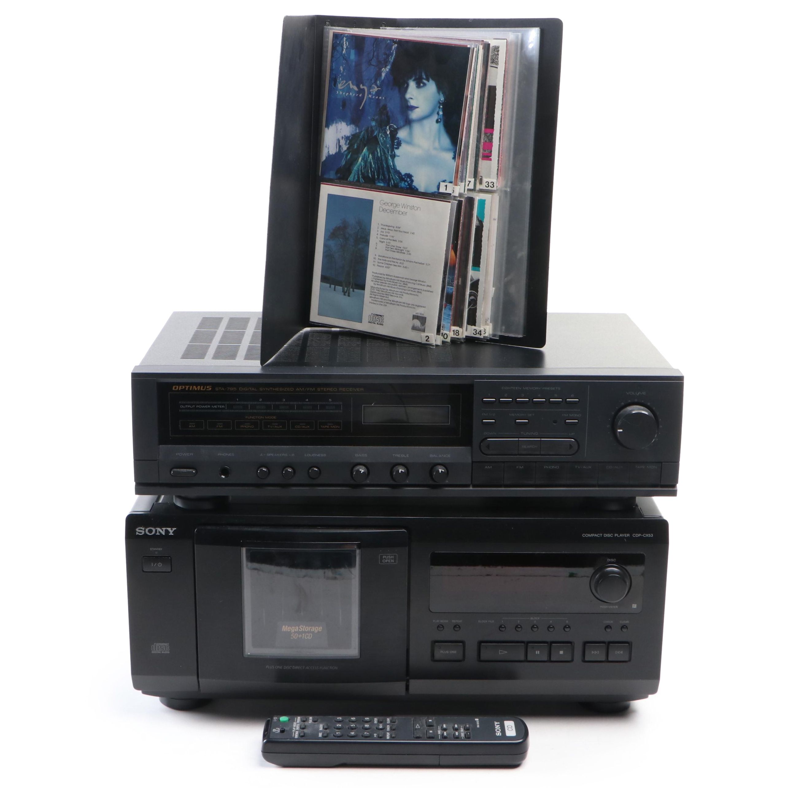 Sony 50+1 Compact Disc Player and Optimus Stereo Receiver