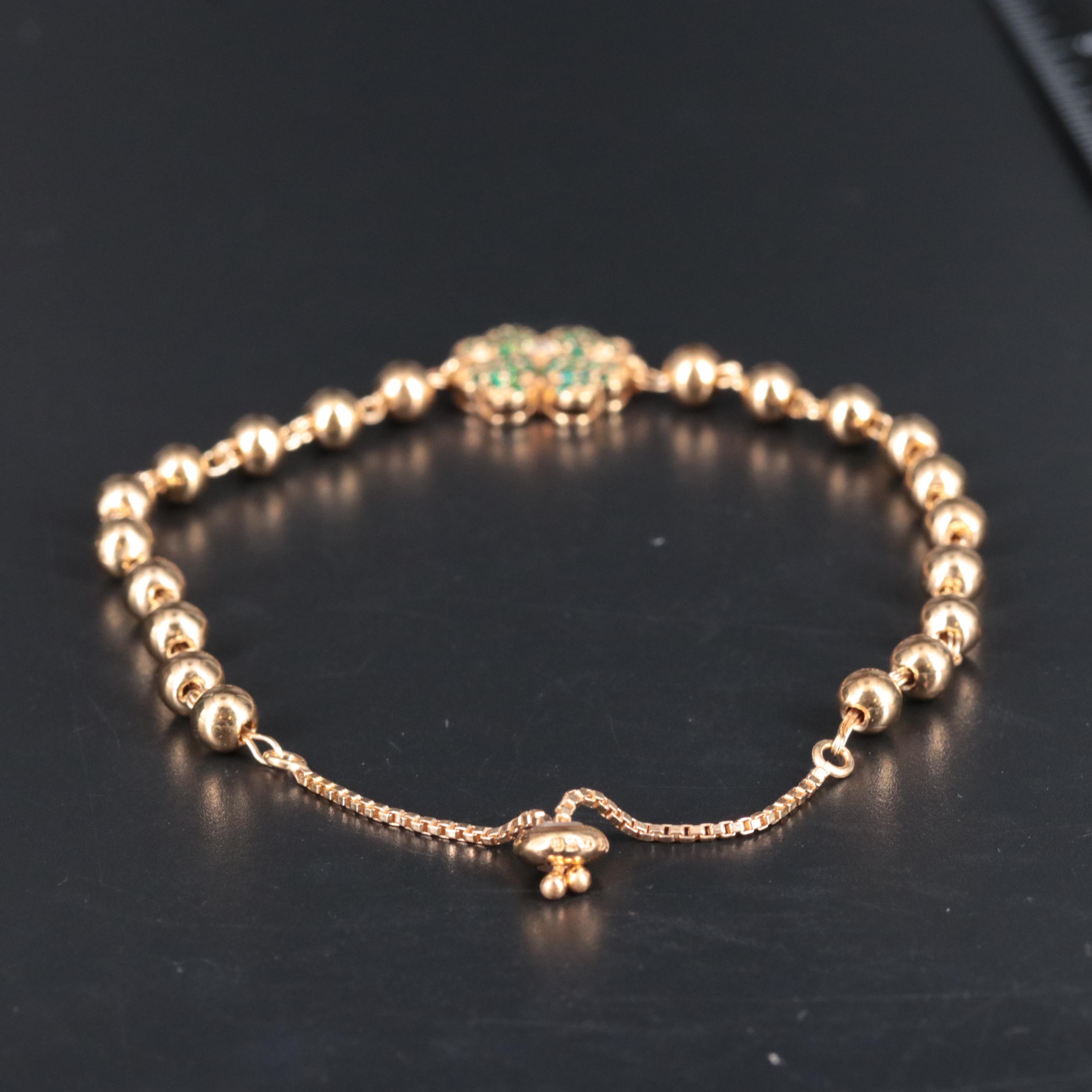 Sterling Four Leaf Clover Bracelet with Cubic Zirconia