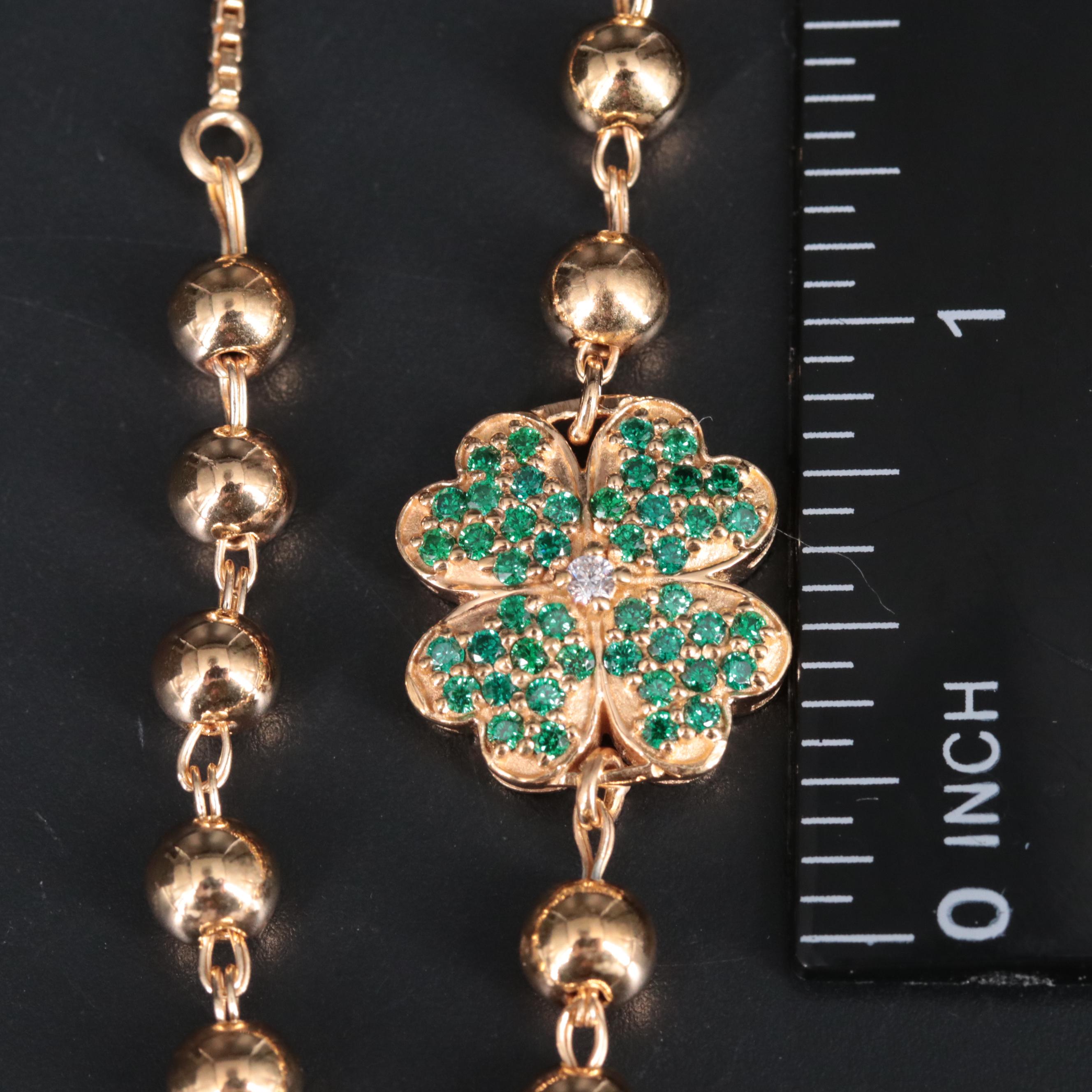 Sterling Four Leaf Clover Bracelet with Cubic Zirconia