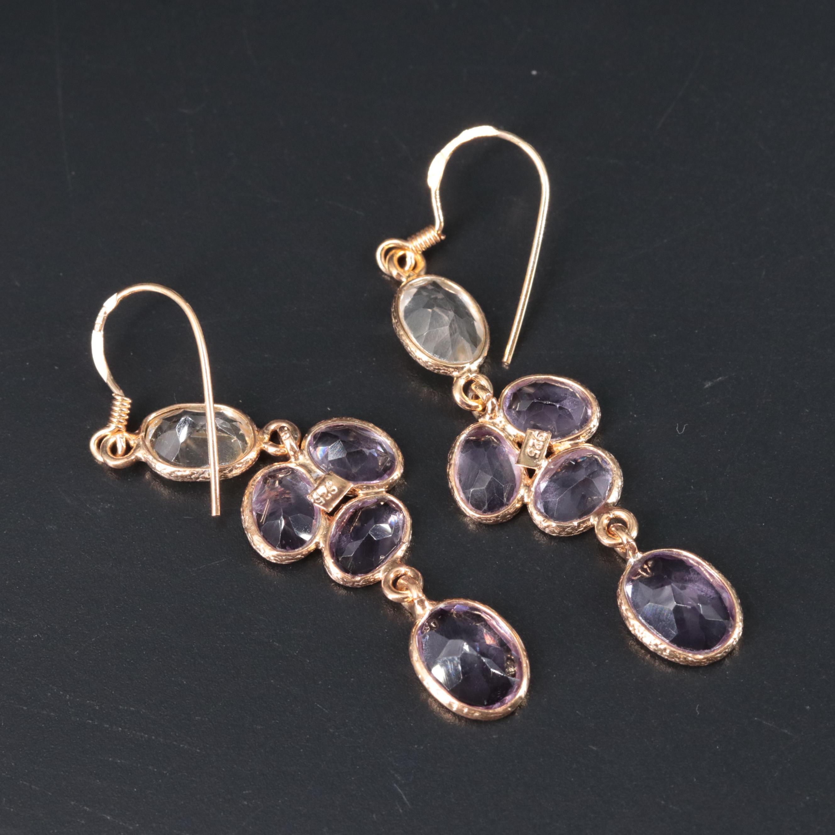 Sterling Silver Gemstone Drop Earrings