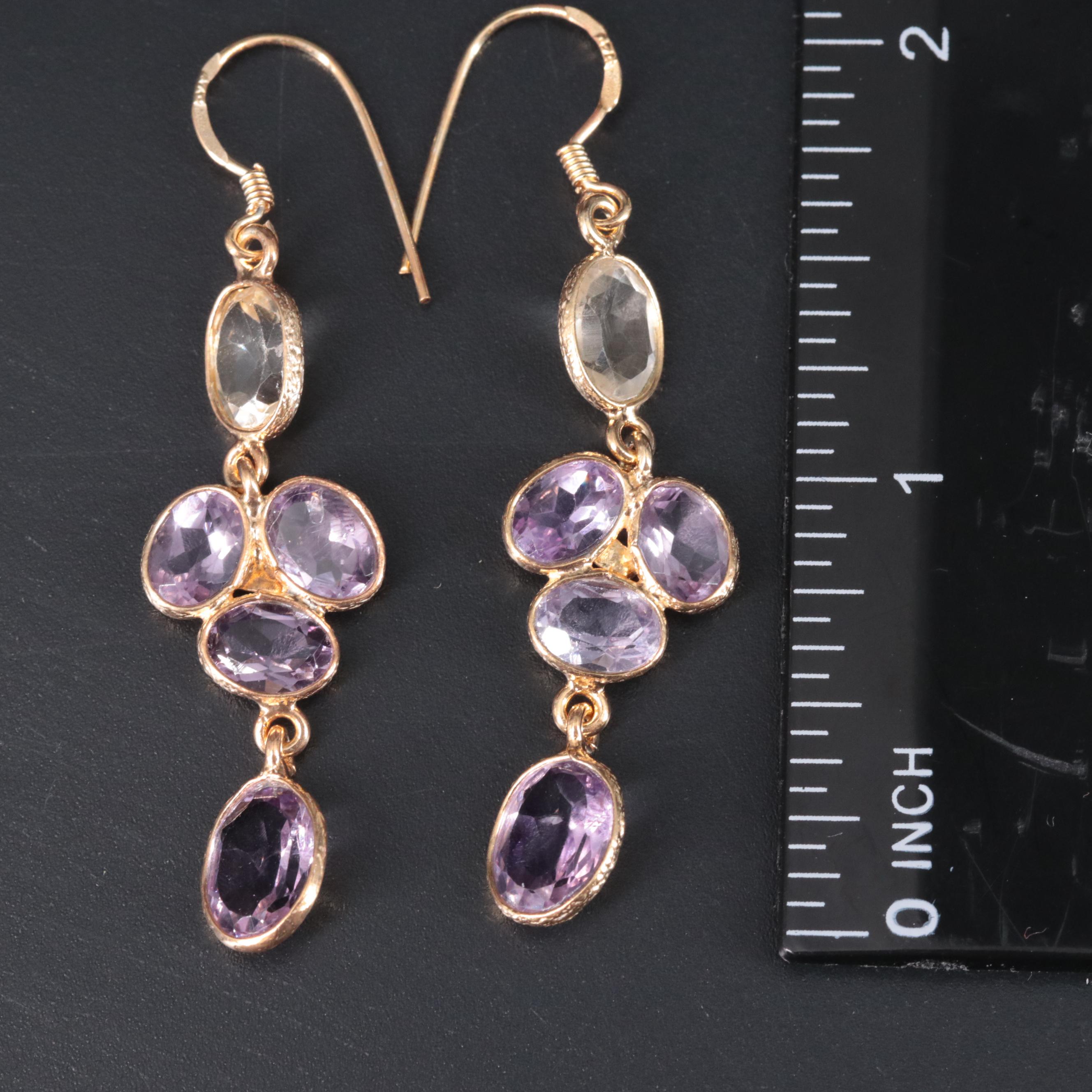 Sterling Silver Gemstone Drop Earrings