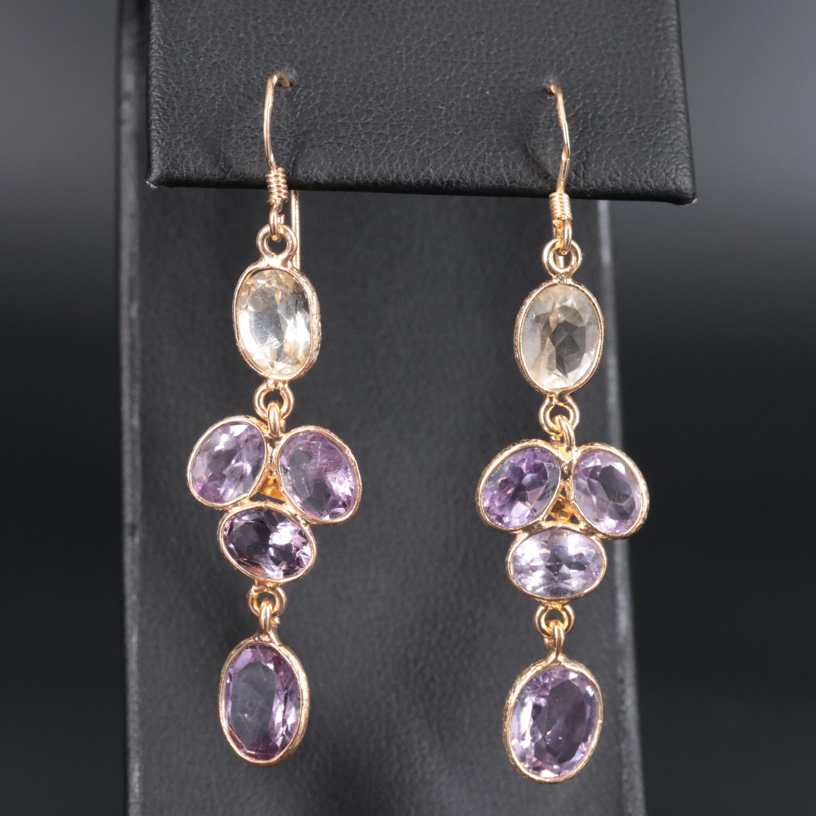 Sterling Silver Gemstone Drop Earrings