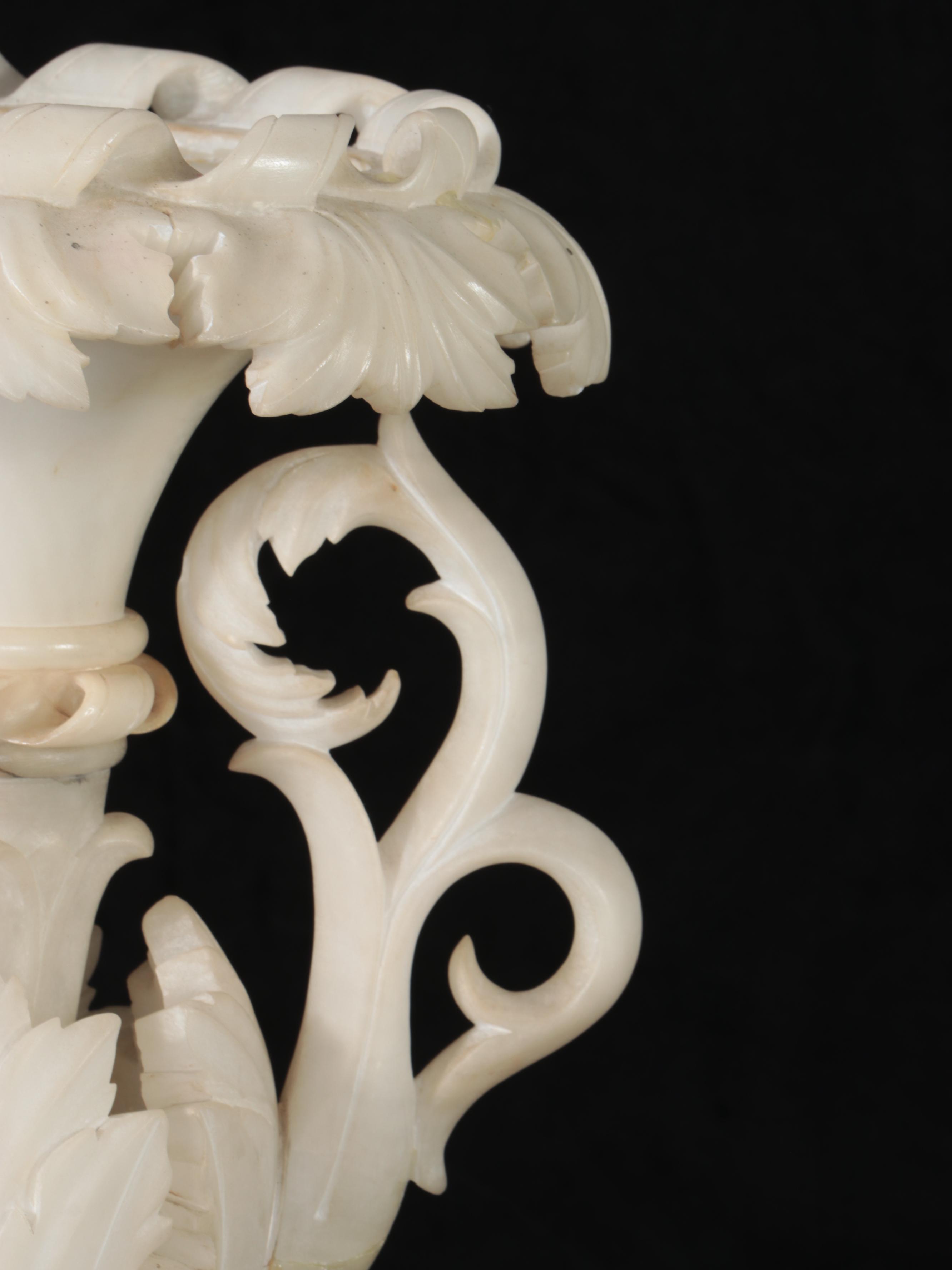 Carved Alabaster Lamp Base