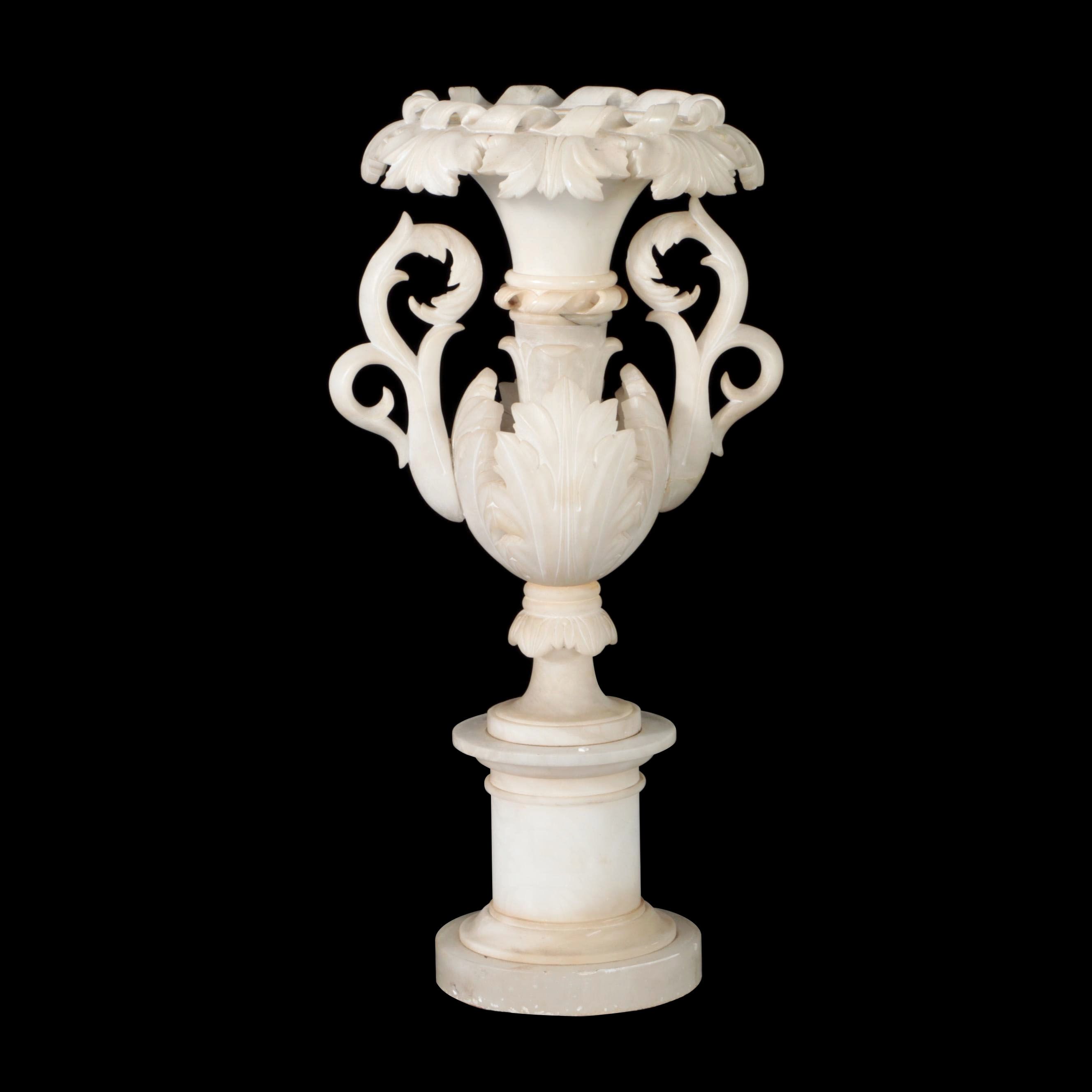 Carved Alabaster Lamp Base