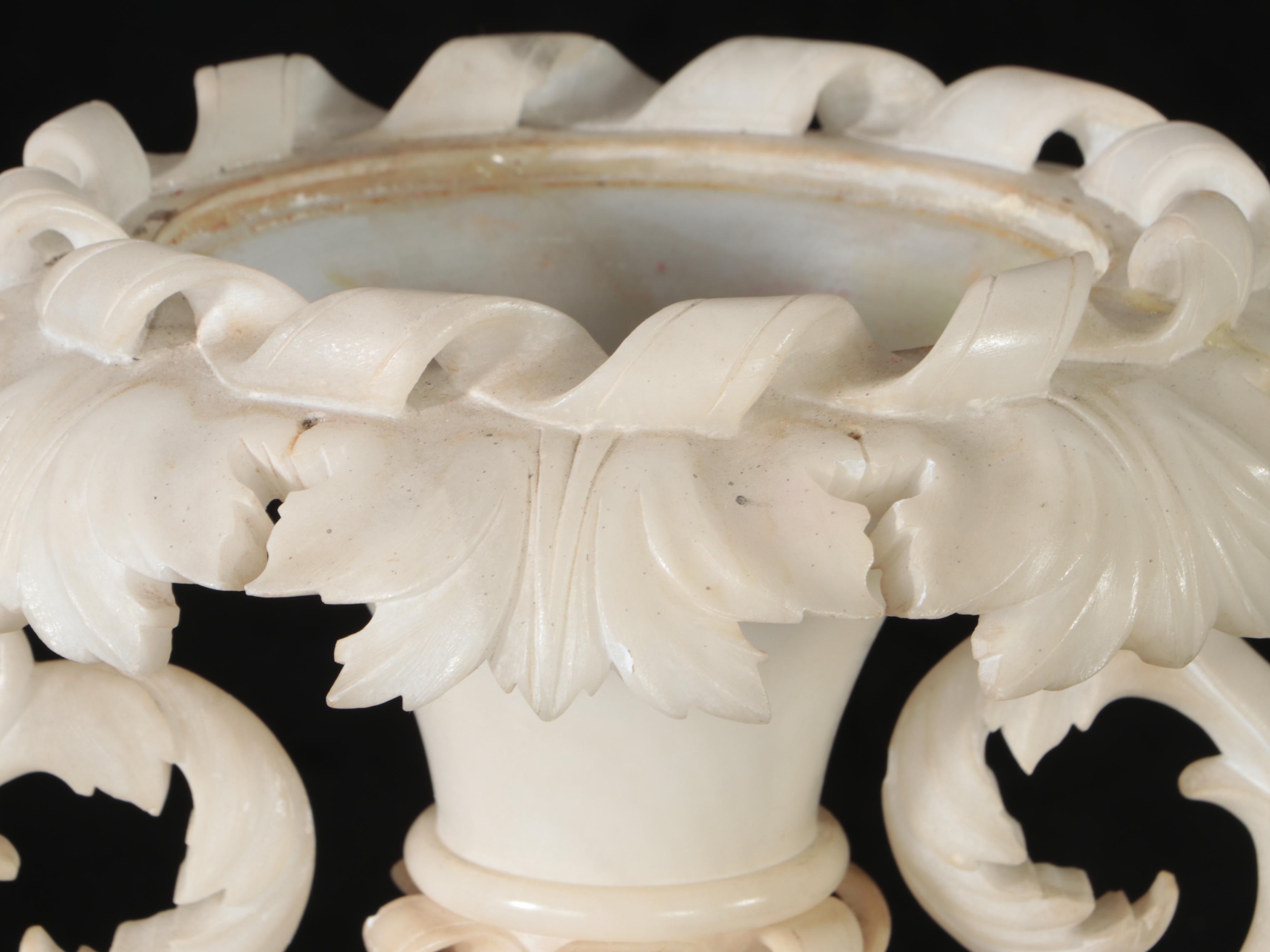 Carved Alabaster Lamp Base
