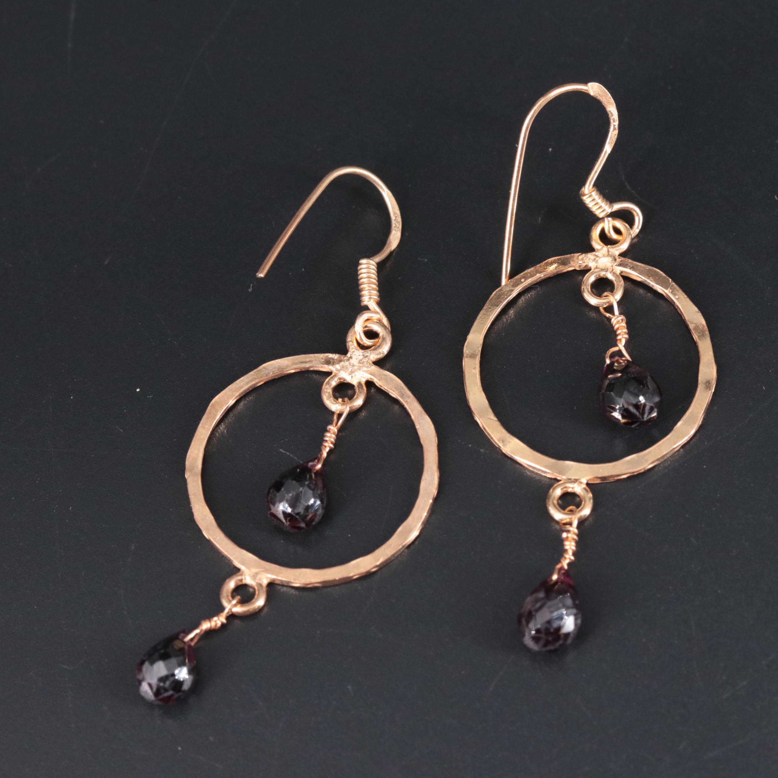 Sterling Silver Gemstone Drop Earrings