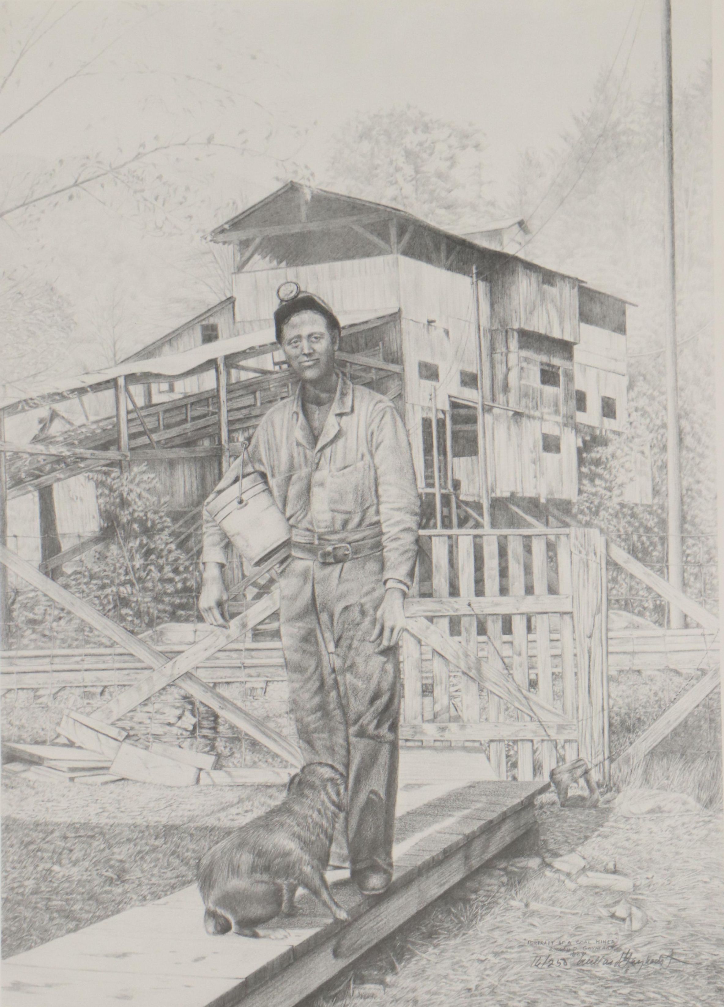 Willard Gayheart Halftone "Portrait of a Coal Miner," 1987