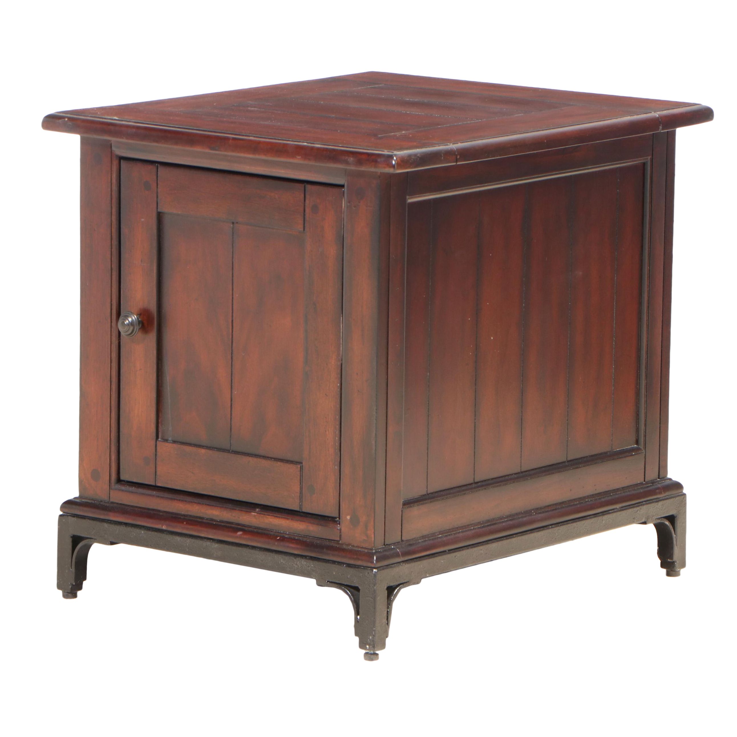 Mahogany and Painted Metal Side Cabinet