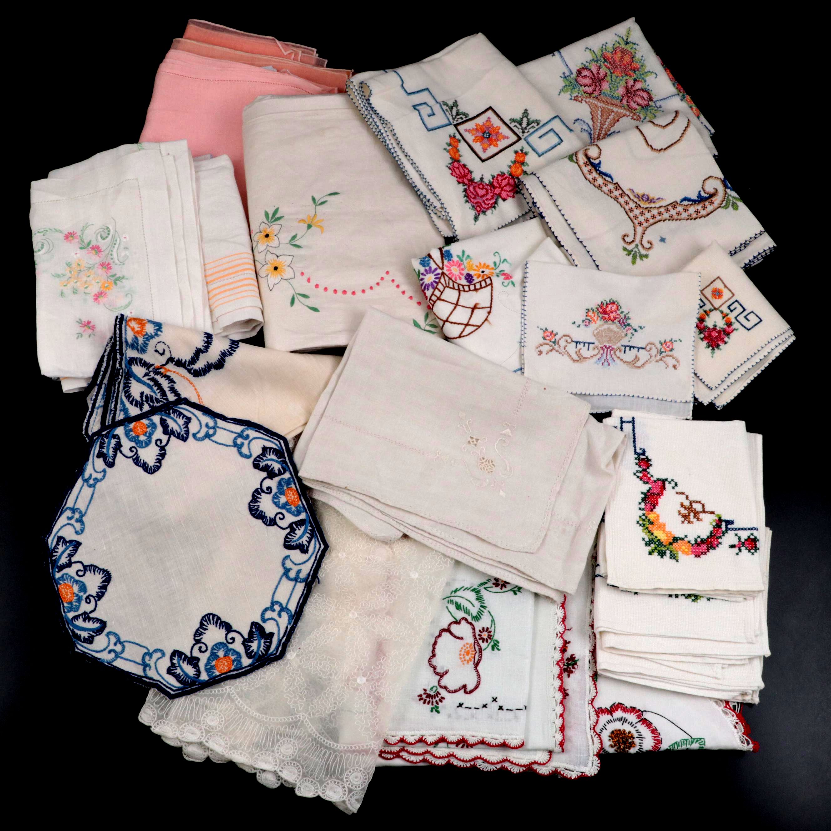 Cross-Stitch, Embroidery and Hemstitch Table Linens