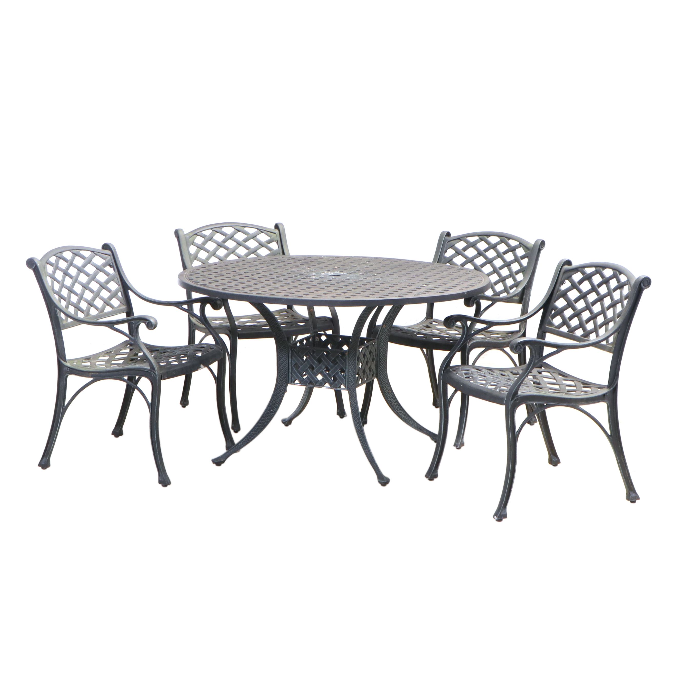 Five-Piece Hanamint "Newport Collection" Cast Aluminum Patio Dining Set