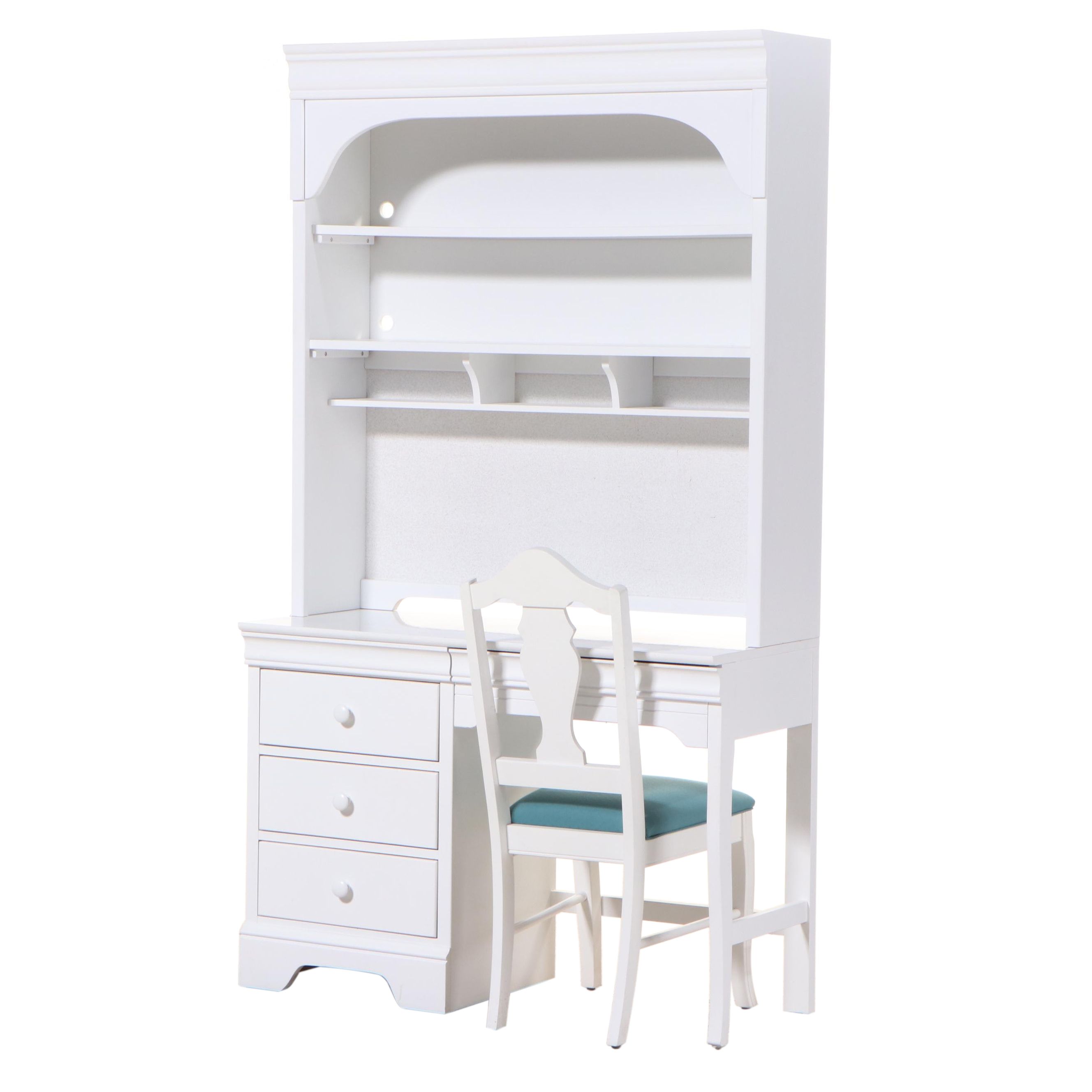 Stanley Furniture "Young America" White-Painted Desk with Hutch and Side Chair