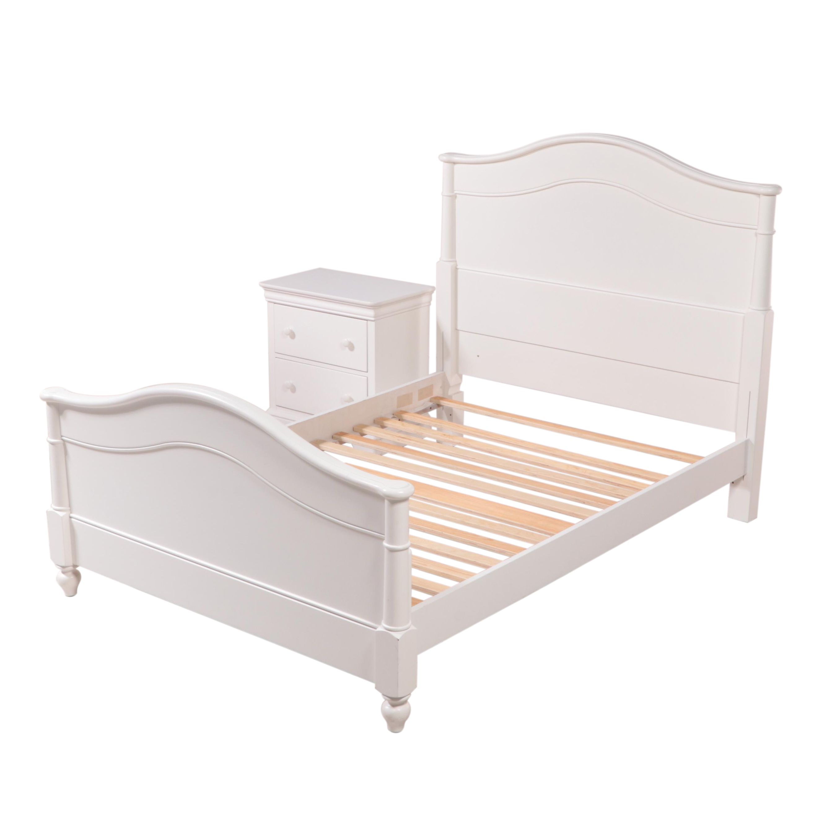 Stanley Furniture "Young America" White-Painted Full Size Bed with Nightstand
