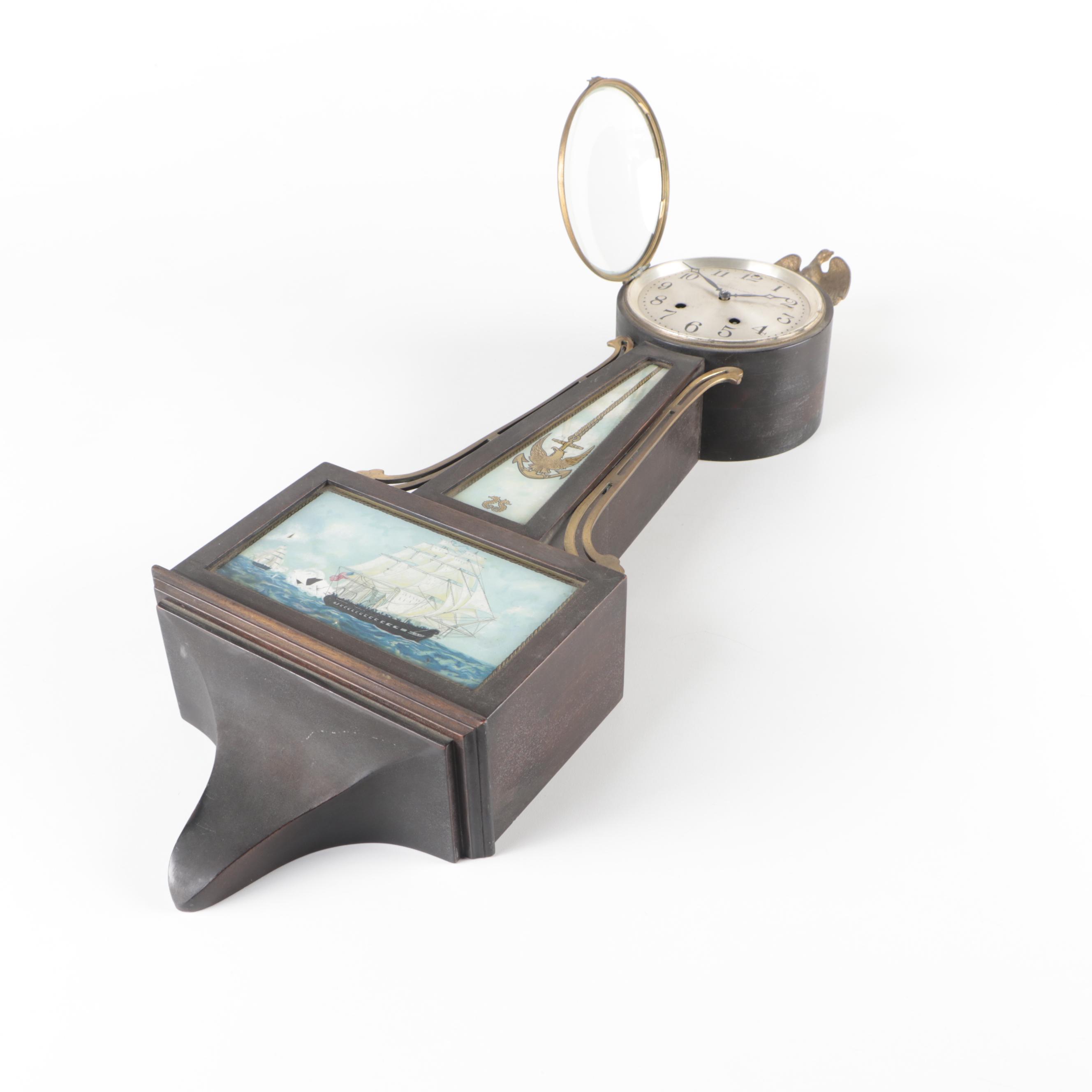 Seth Thomas Reverse Painted  Nautical Themed Banjo Wall Clock