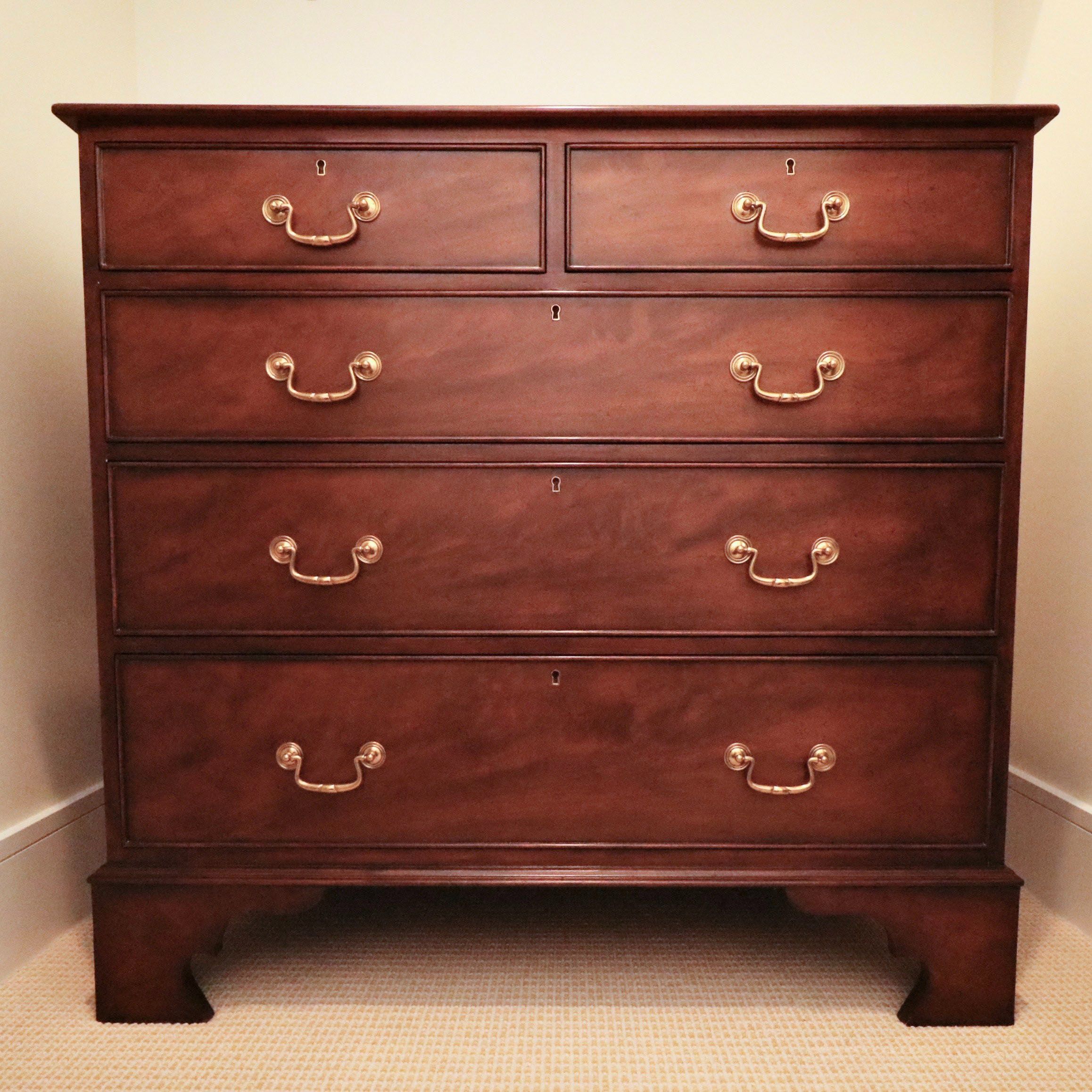 Modern History George III Style Mahogany Five-Drawer Chest