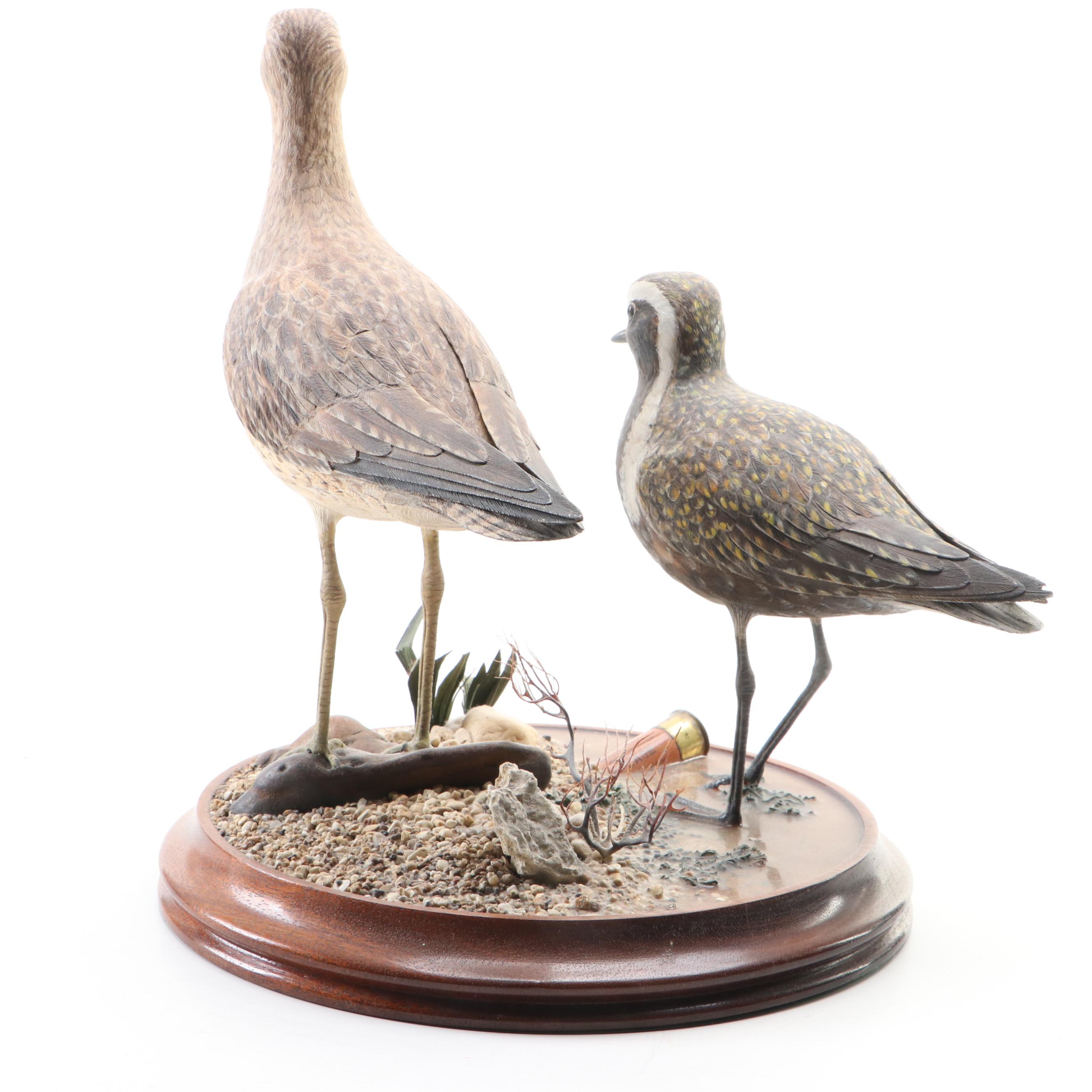 Wild Feathers Hand-Carved Shore Birds on Base