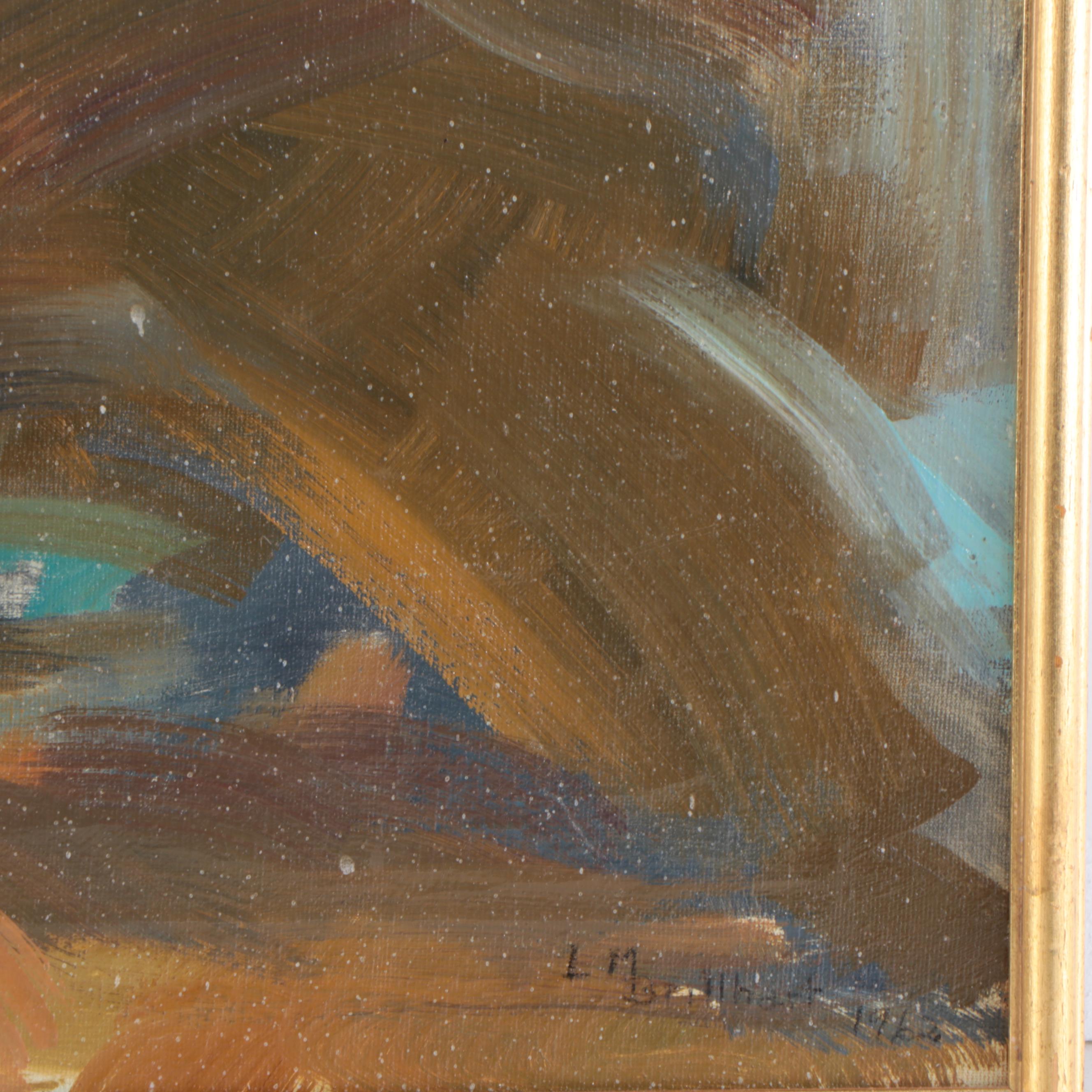 Lena Mae Brillhart Abstract Expressionism Oil Painting, 1962