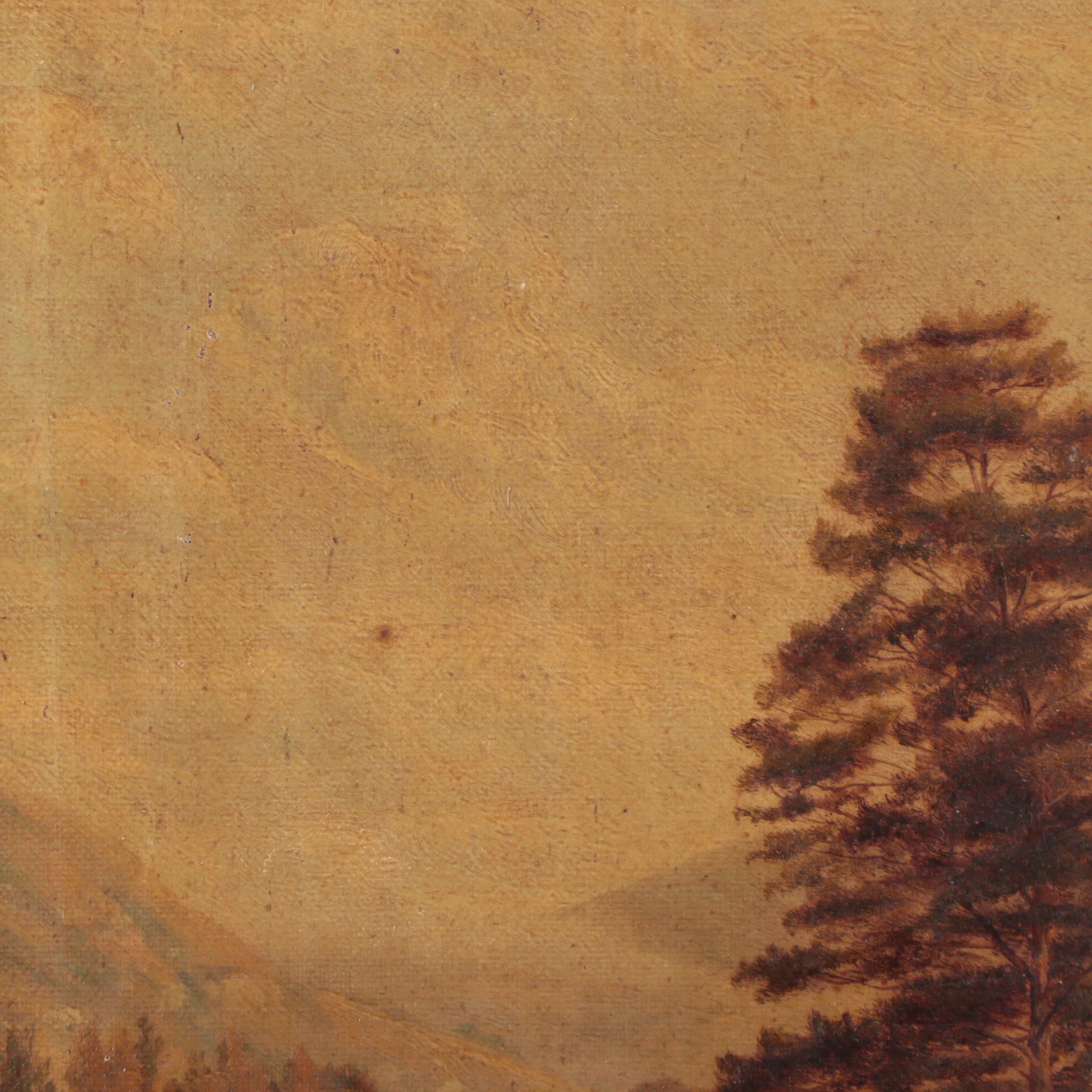 Theodore Hines Oil Painting "The Floating Island Loch Lomond," 19th Century
