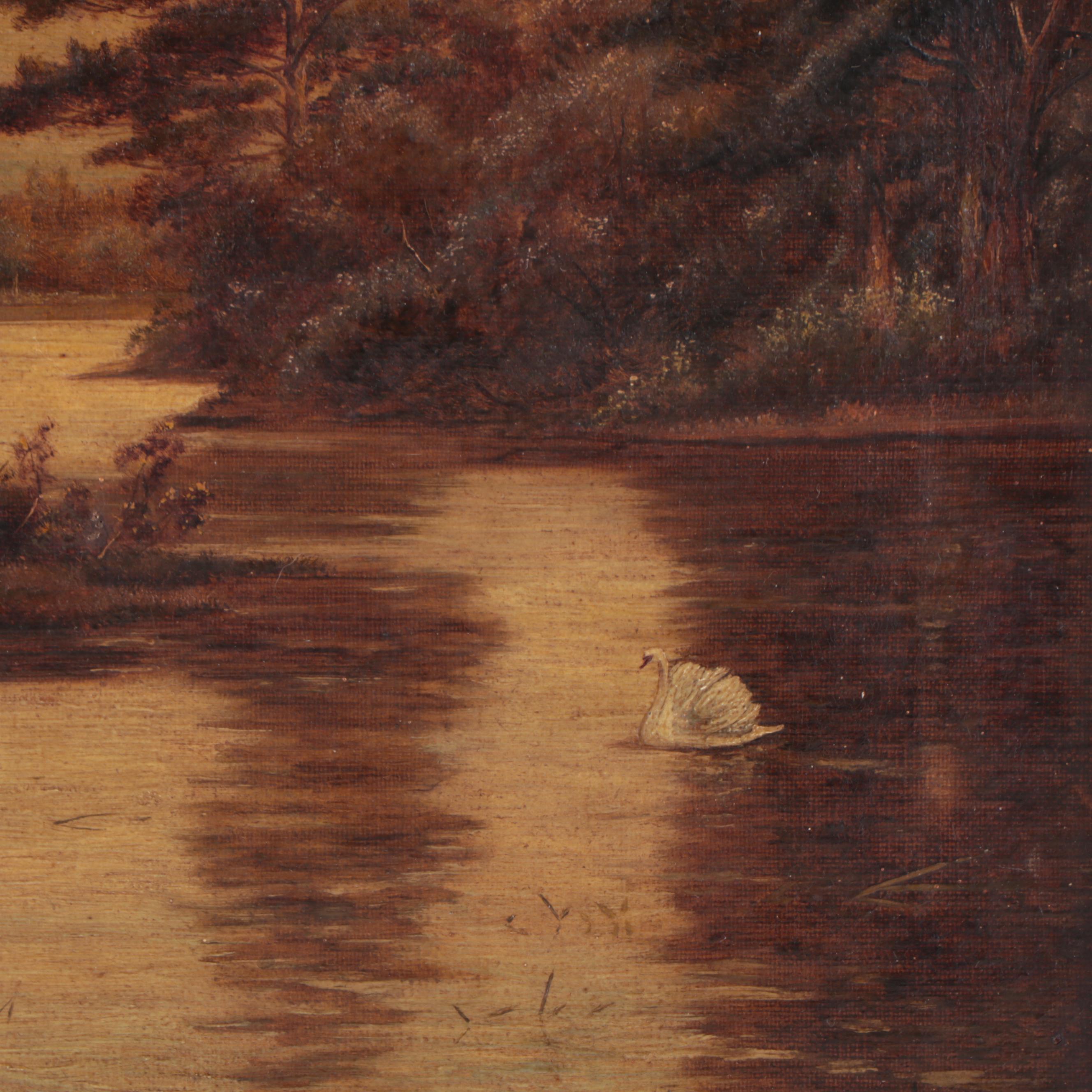 Theodore Hines Oil Painting "The Floating Island Loch Lomond," 19th Century