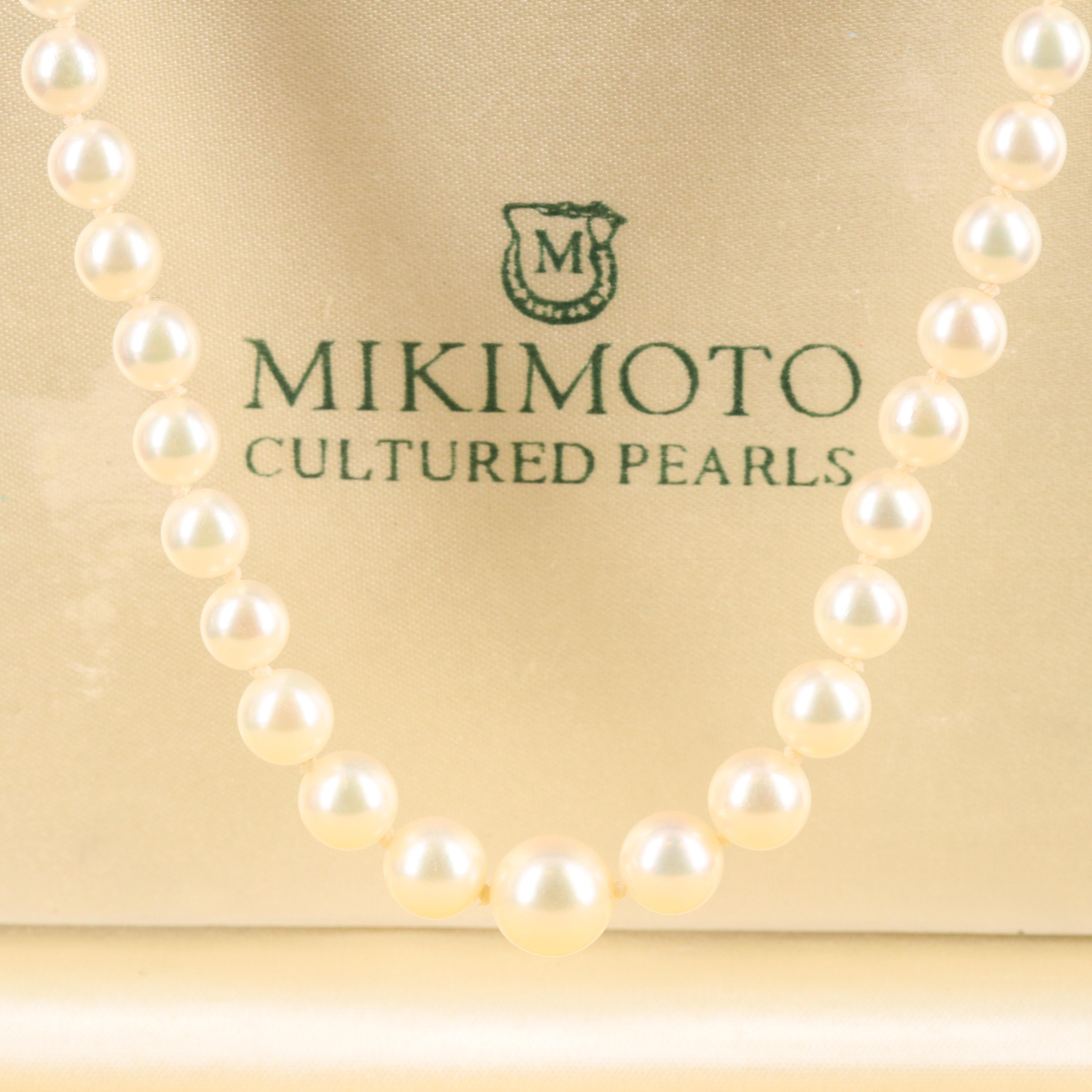 Mikimoto Graduated Pearl Necklace with Branded Case