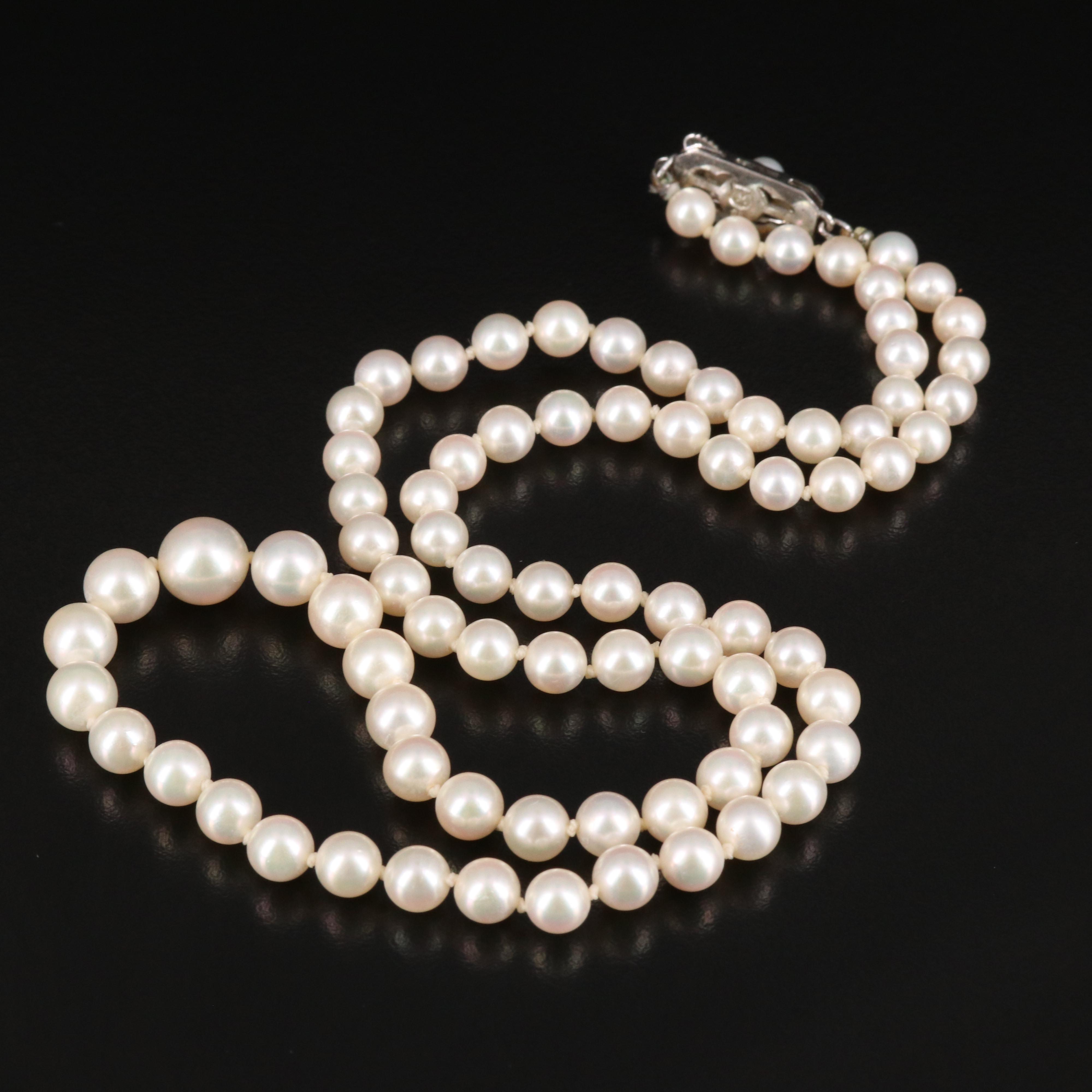Mikimoto Graduated Pearl Necklace with Branded Case