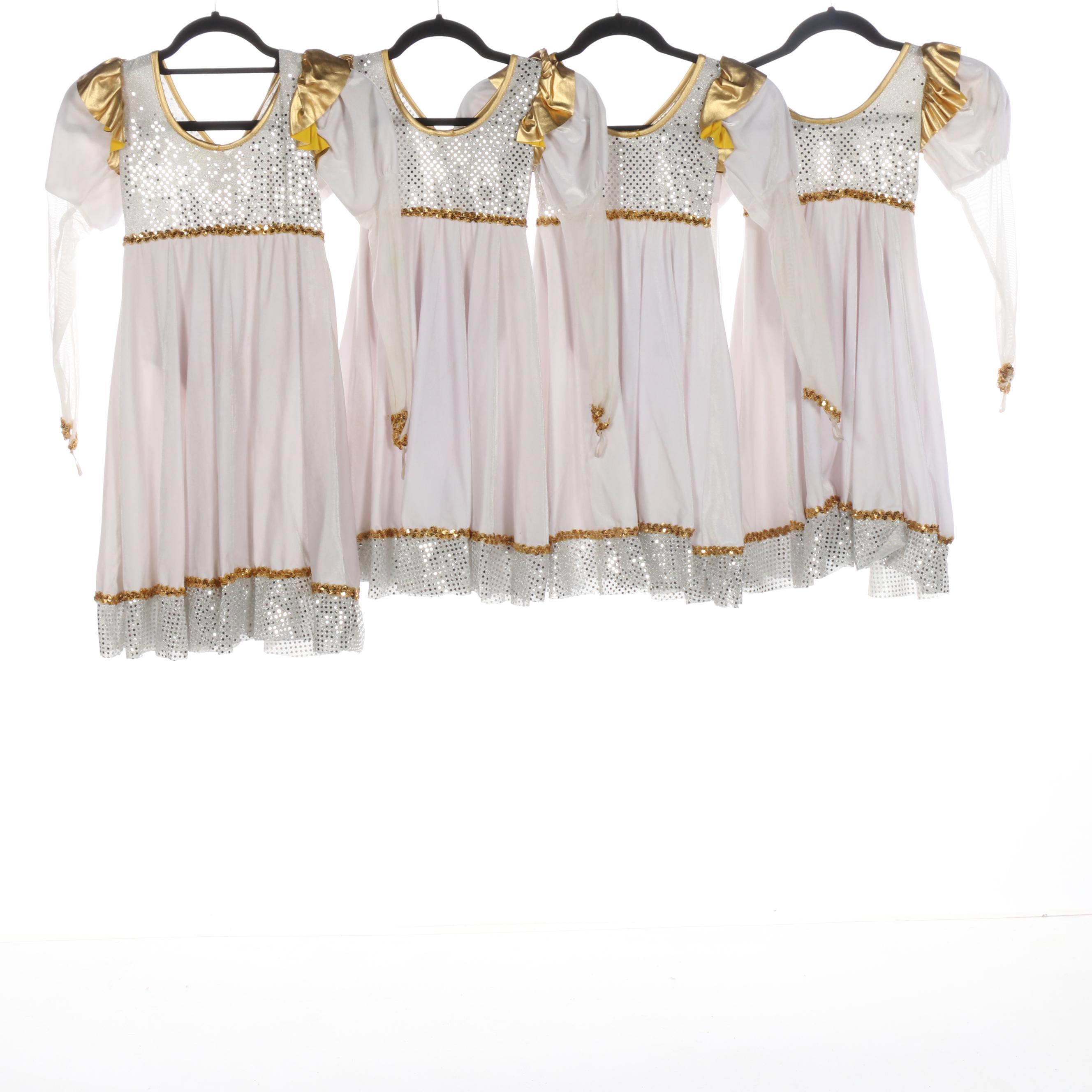 Girls' White/Gold/Sequin Dance Costumes