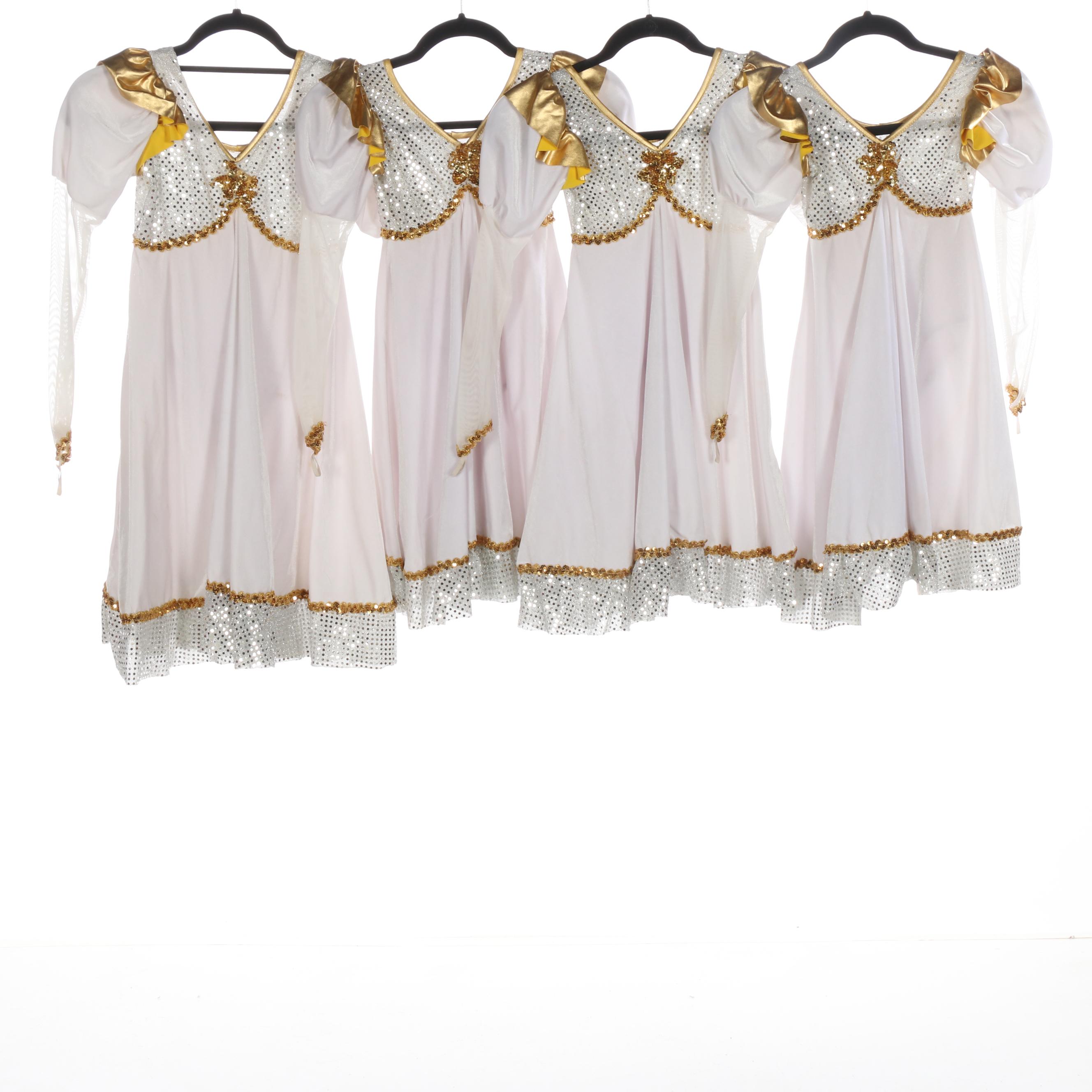 Girls' White/Gold/Sequin Dance Costumes