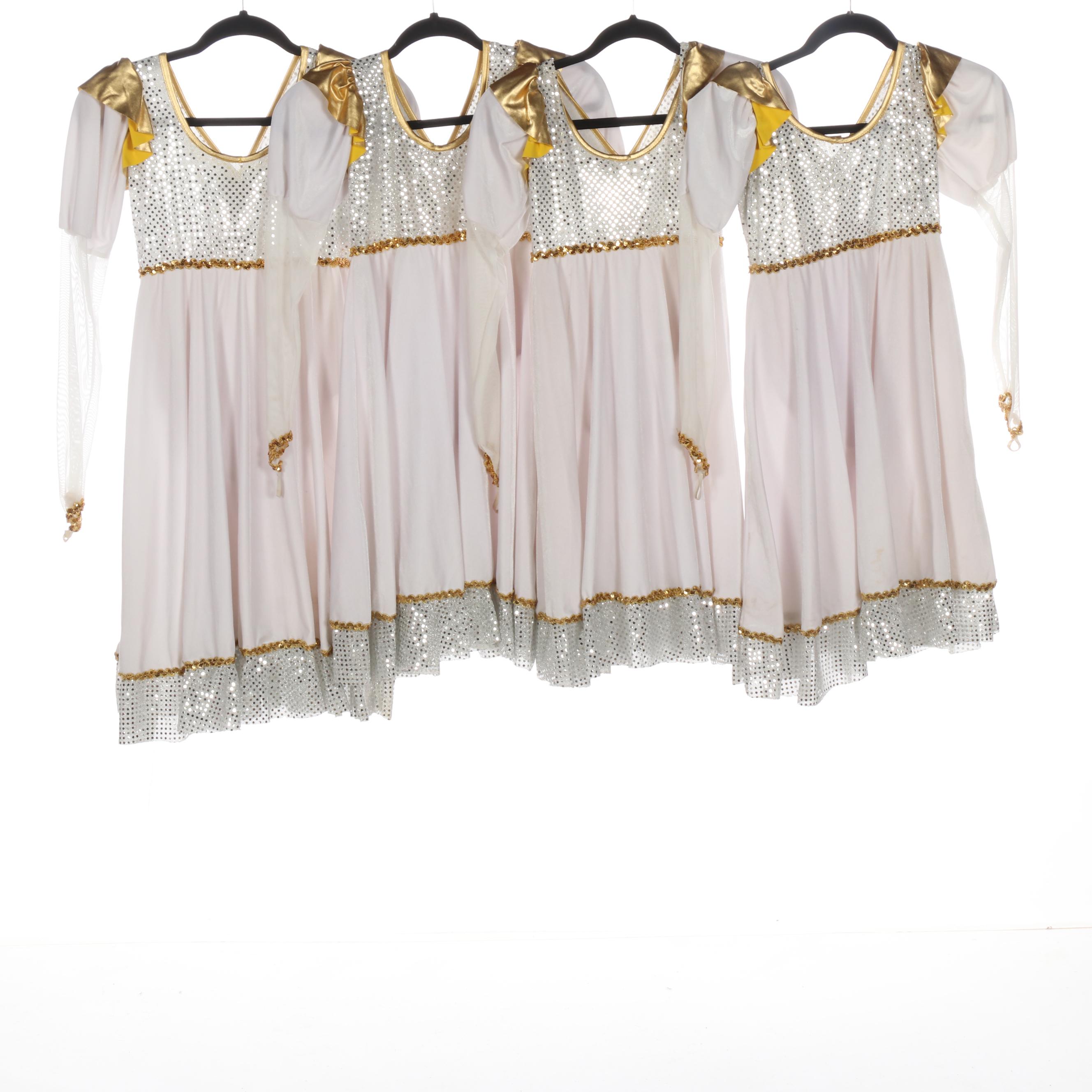 Girls' White/Gold/Sequin Dance Costumes